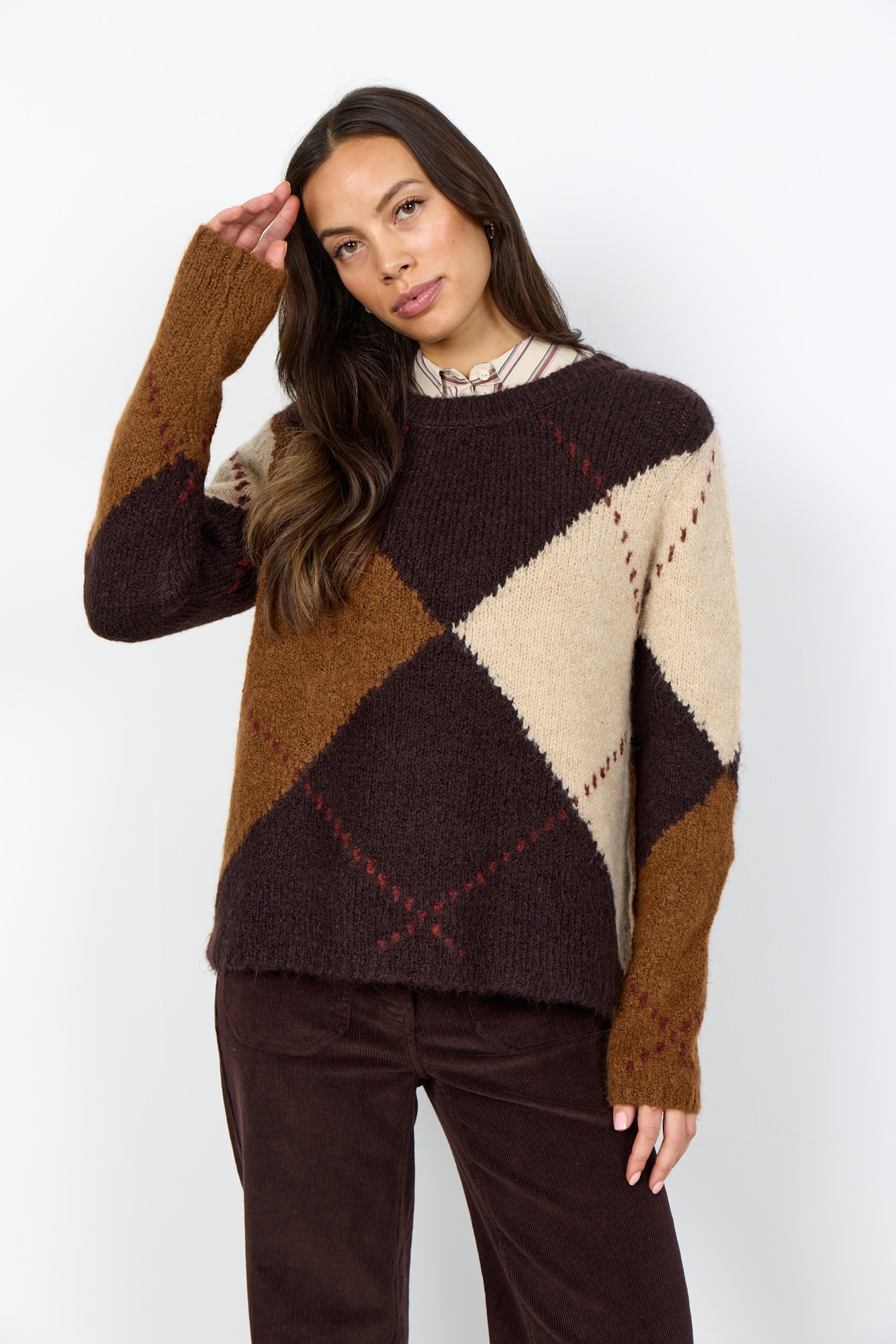 soyaconcept Strickpullover »SC-HACER 2 - YD« Materialmix, mit Argyl Strickmuster