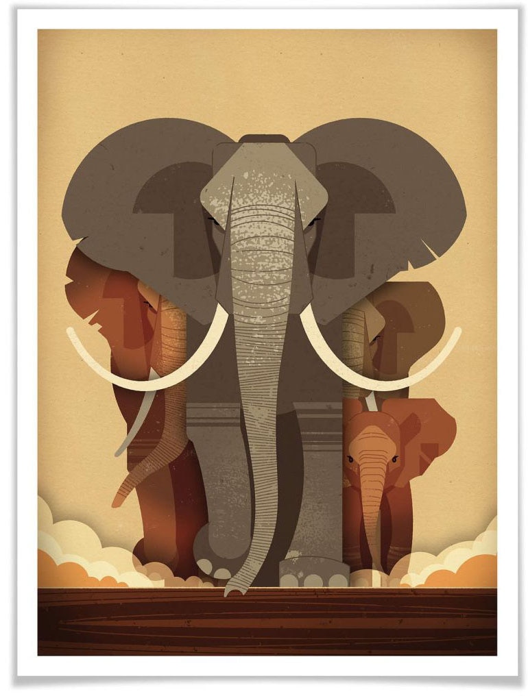 Wall-Art Poster »Elephants«, Elefanten, (1 St.), OTTO bei Bild, Wandposter Wandbild, Poster