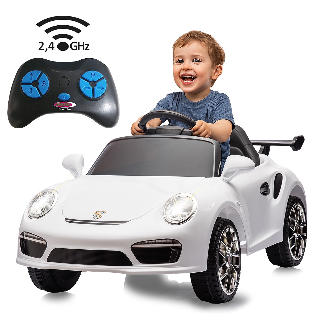 Jamara Elektro-Kinderauto »Ride-on RUF CTR3 Club Sport weiß, 2,4GHz, Li-Power 12.6« ab 3 Jahren bis 30 kg mit Licht und Sound