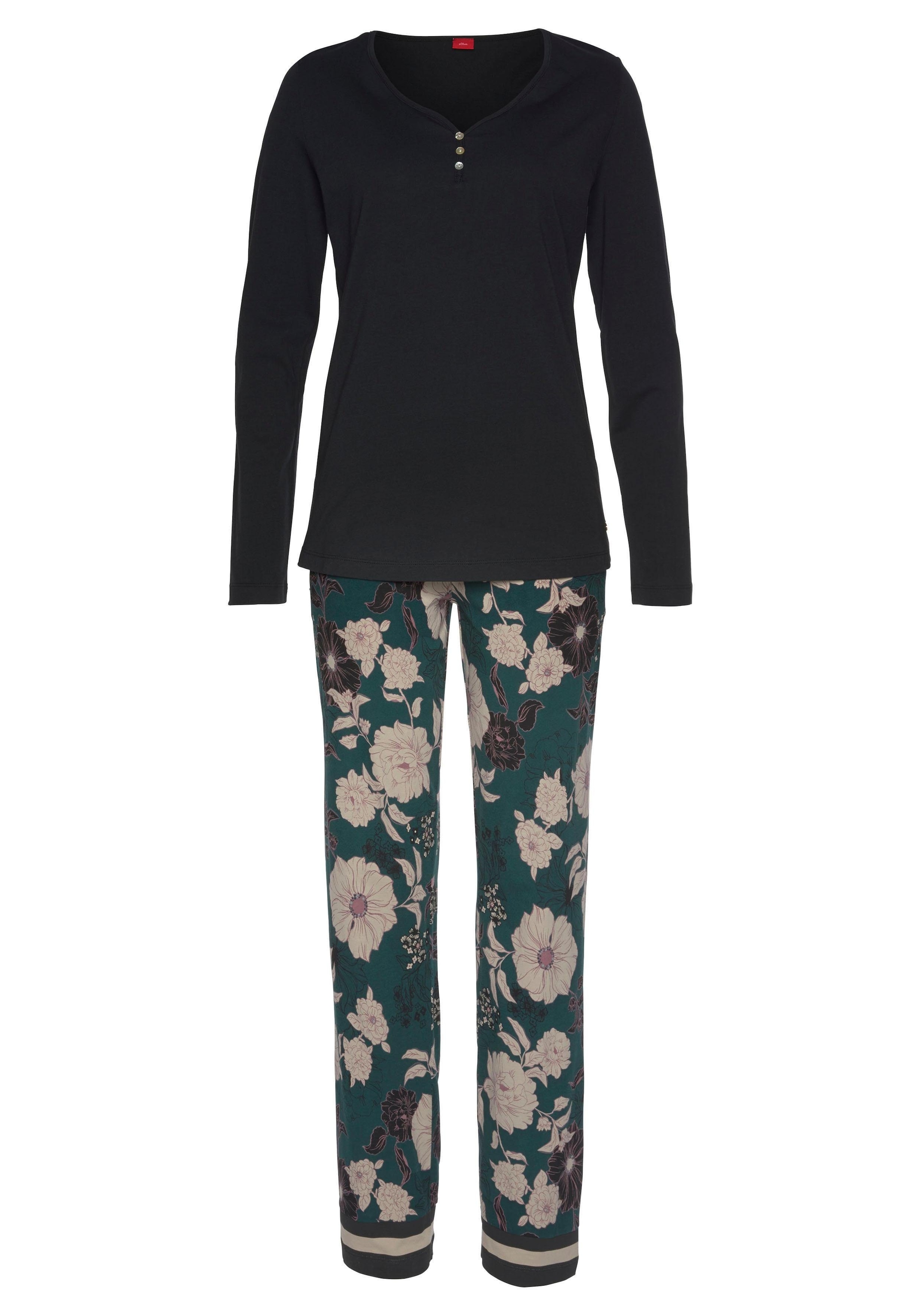 s.Oliver Pyjama, (2 tlg., 1 Stück), mit geblümter Schlafhose im OTTO Online  Shop