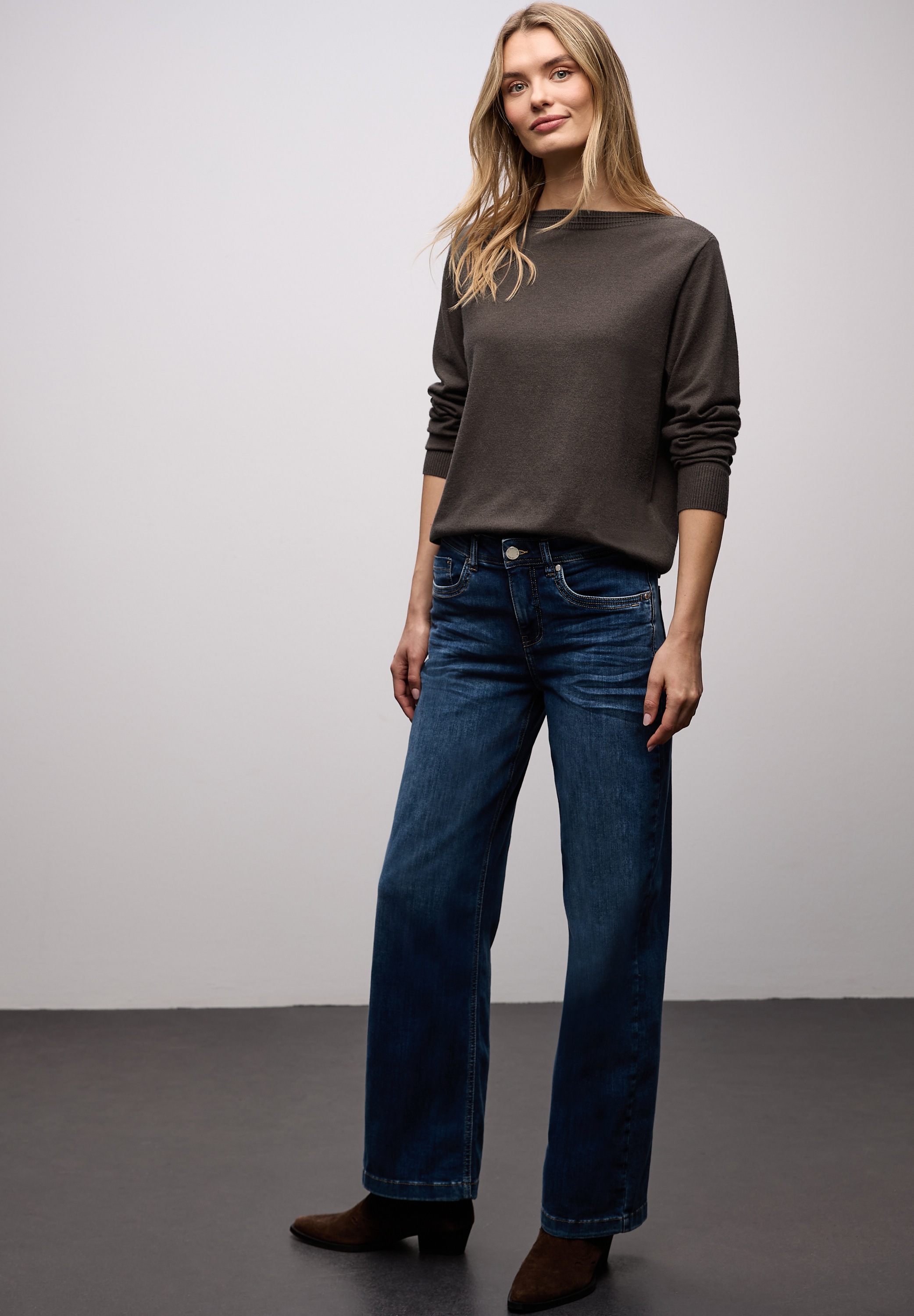 STREET ONE Strickpullover U-Boot-Ausschnitt mit Strukturdetails