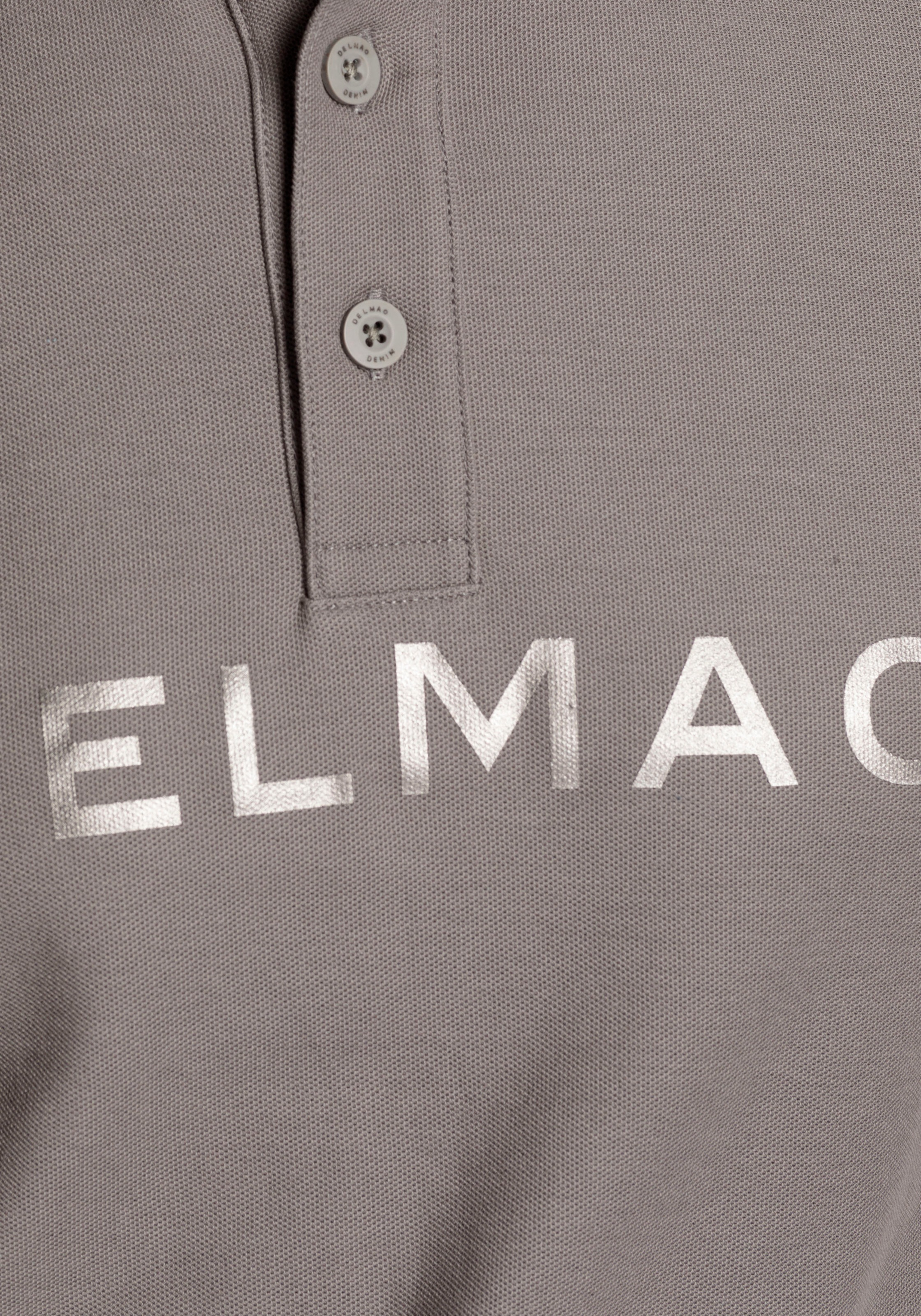 DELMAO Poloshirt, Kurzarm, mit Rippbündchen, mit Print, Polokragen, aus Baumwolle