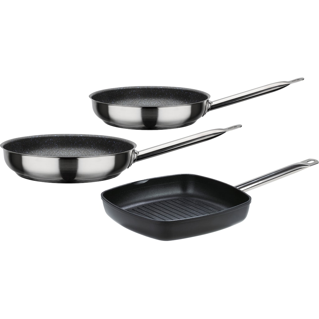 GSW Pfannen-Set »Le Chef Profi«, Aluminiumguss, (Set, 3 tlg., Bratpfanne Ø 24 cm, 2 l, Ø 28 cm - 3 l, 1x Grillpfanne Ø 28 cm, 3 l)