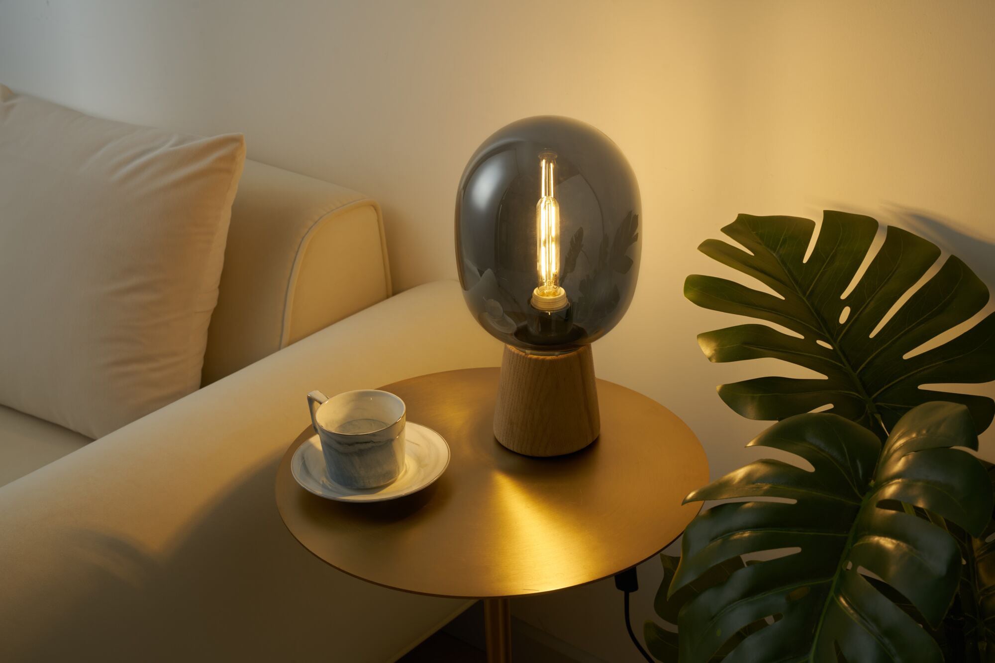 Pauleen Tischleuchte »Mystical Gleam«, 1 flammig, Leuchtmittel E27 | ohne Leuchtmittel, E27, max. 20W E27, Rauchglas/Holz, 230V