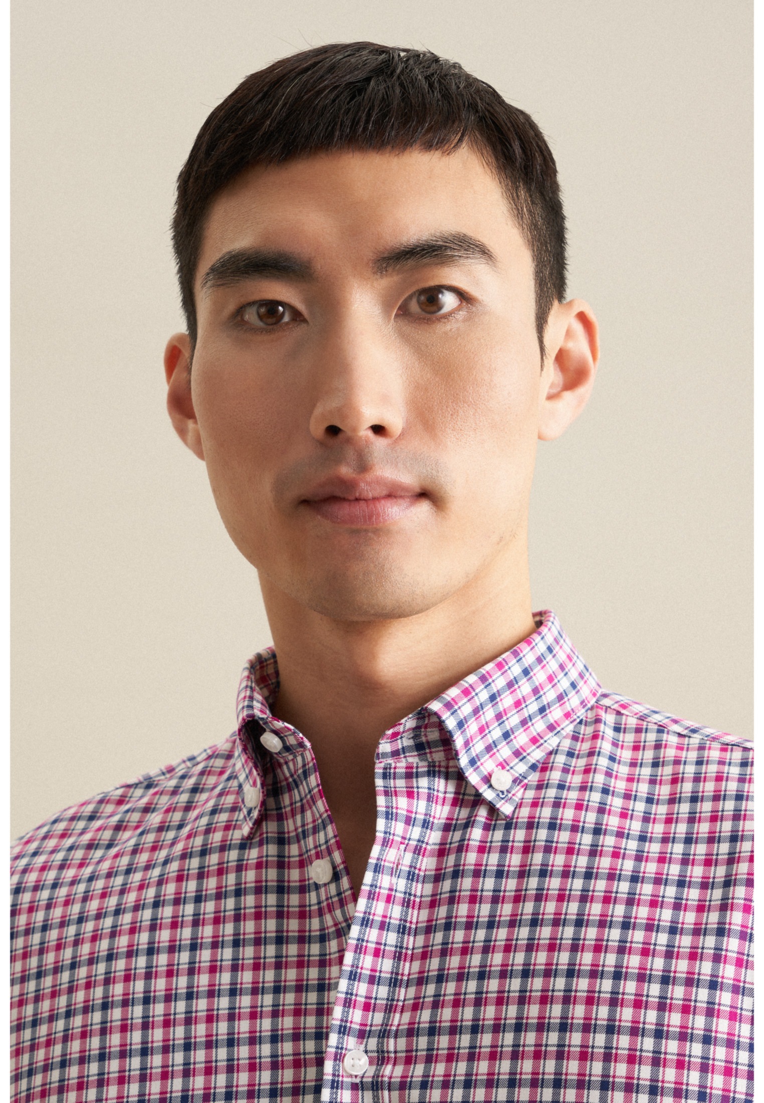 seidensticker Businesshemd »Slim«, Slim Langarm Button-Down-Kragen Karo