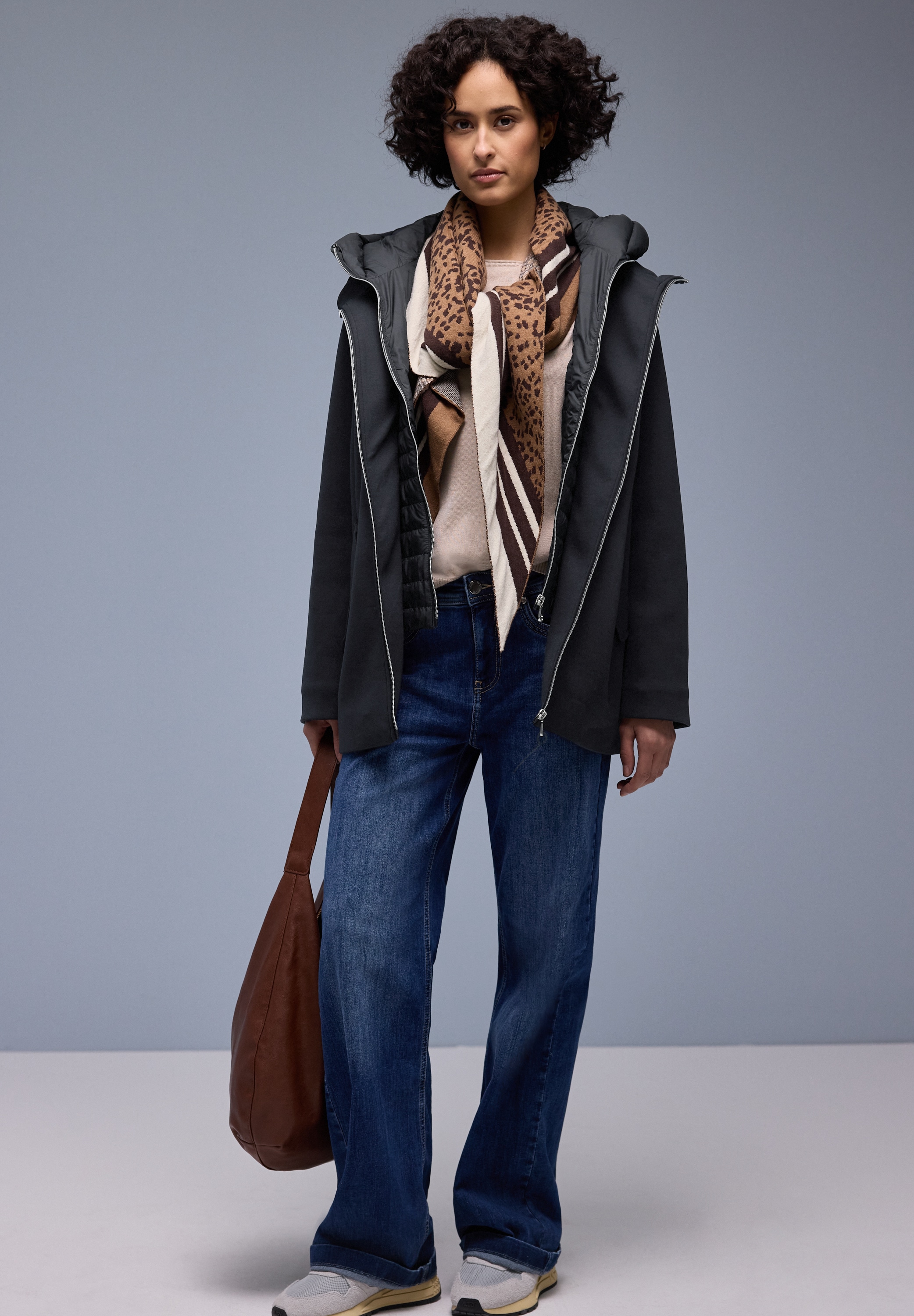 STREET ONE Langjacke mit Kapuze im Doppel-Layer-Look und mit Kapuze