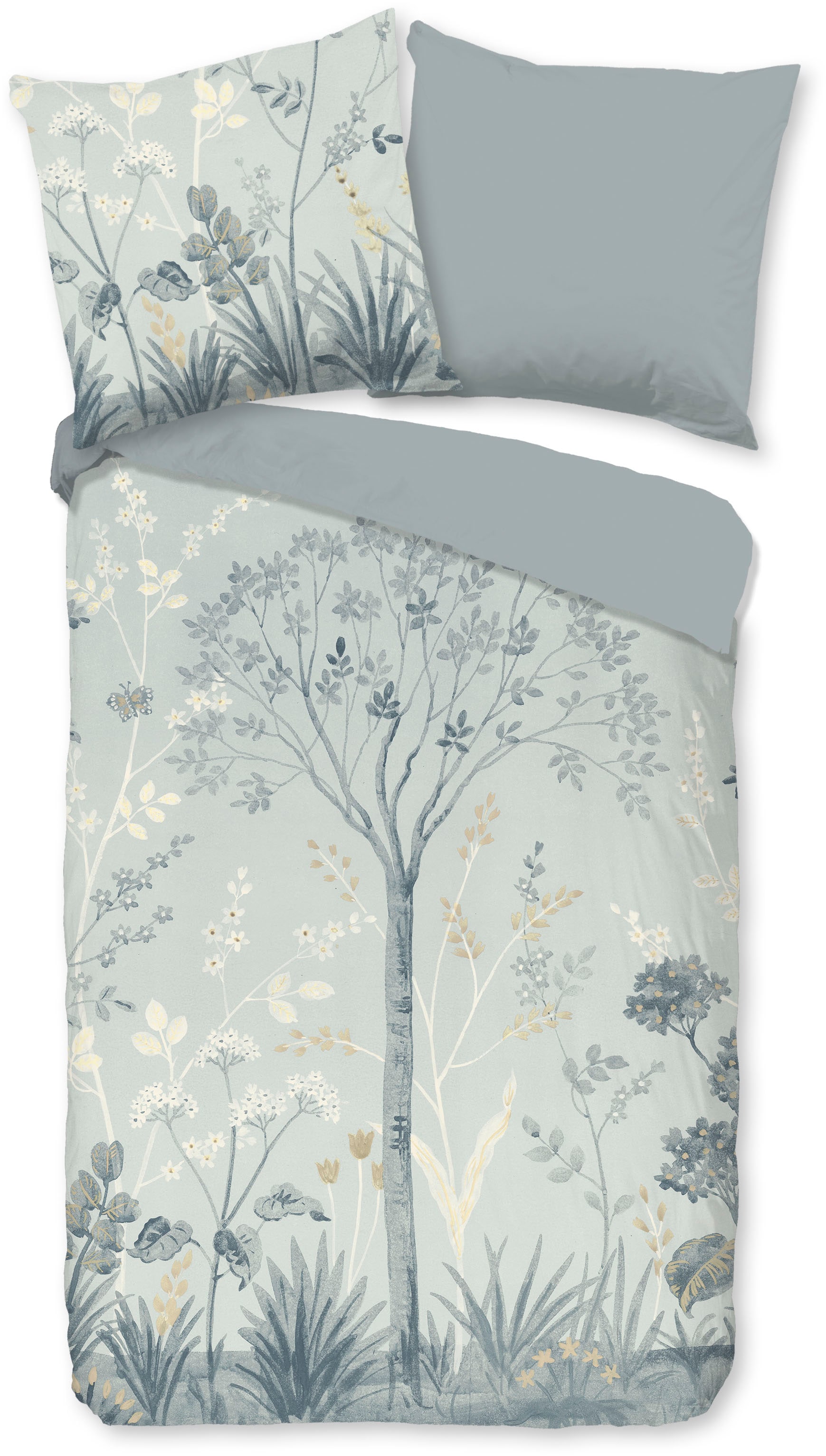 Good Morning Wendebettwäsche »Charles« 2 Stk. tlg. 100% Baumwolle in grün, Grö�ße B/L: 80 cm x 80 cm