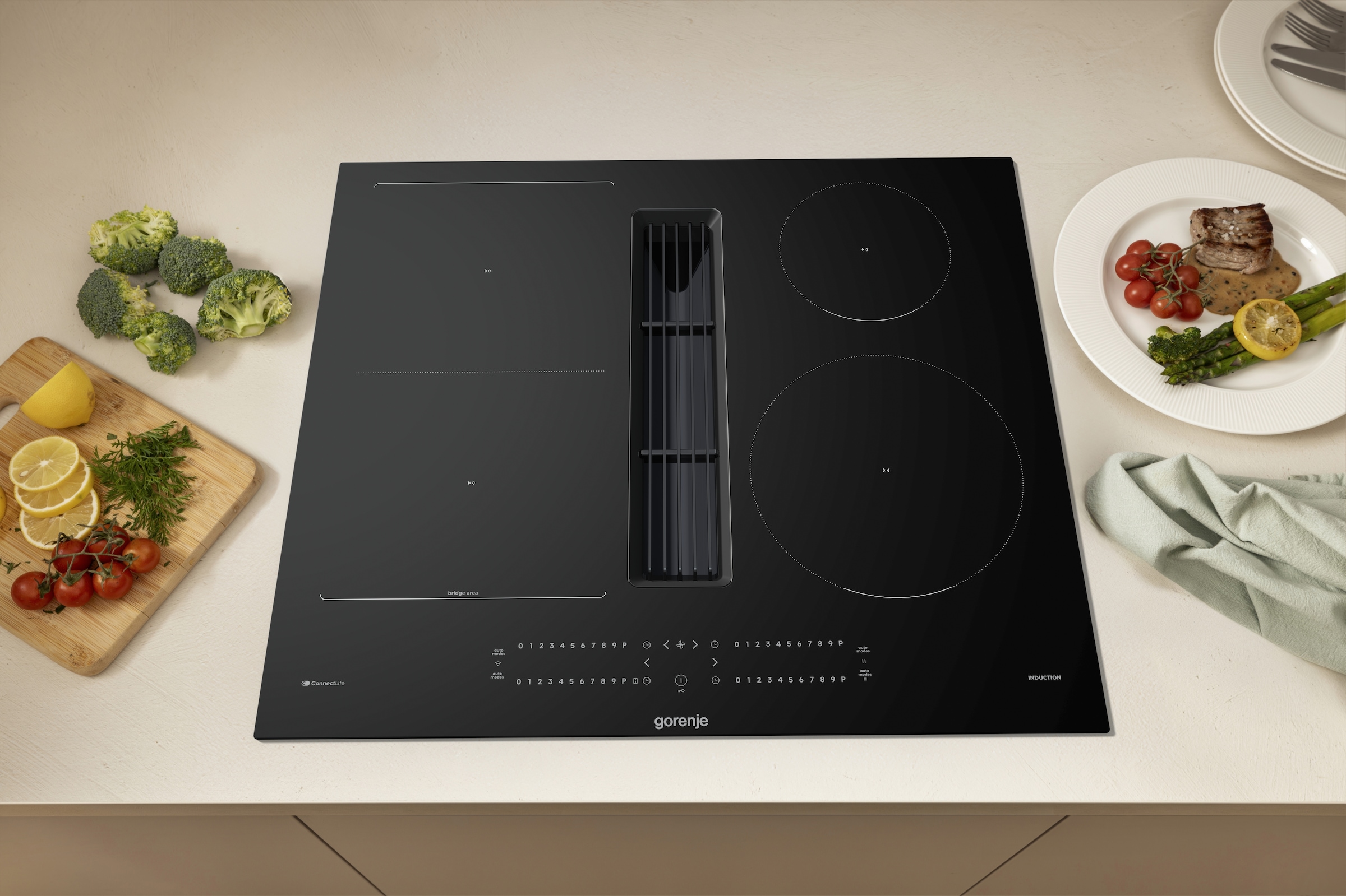 GORENJE Kochfeld mit Dunstabzug »GEH6432BSCWF« 60cm Induktionskochfeld mit Dunstabzug