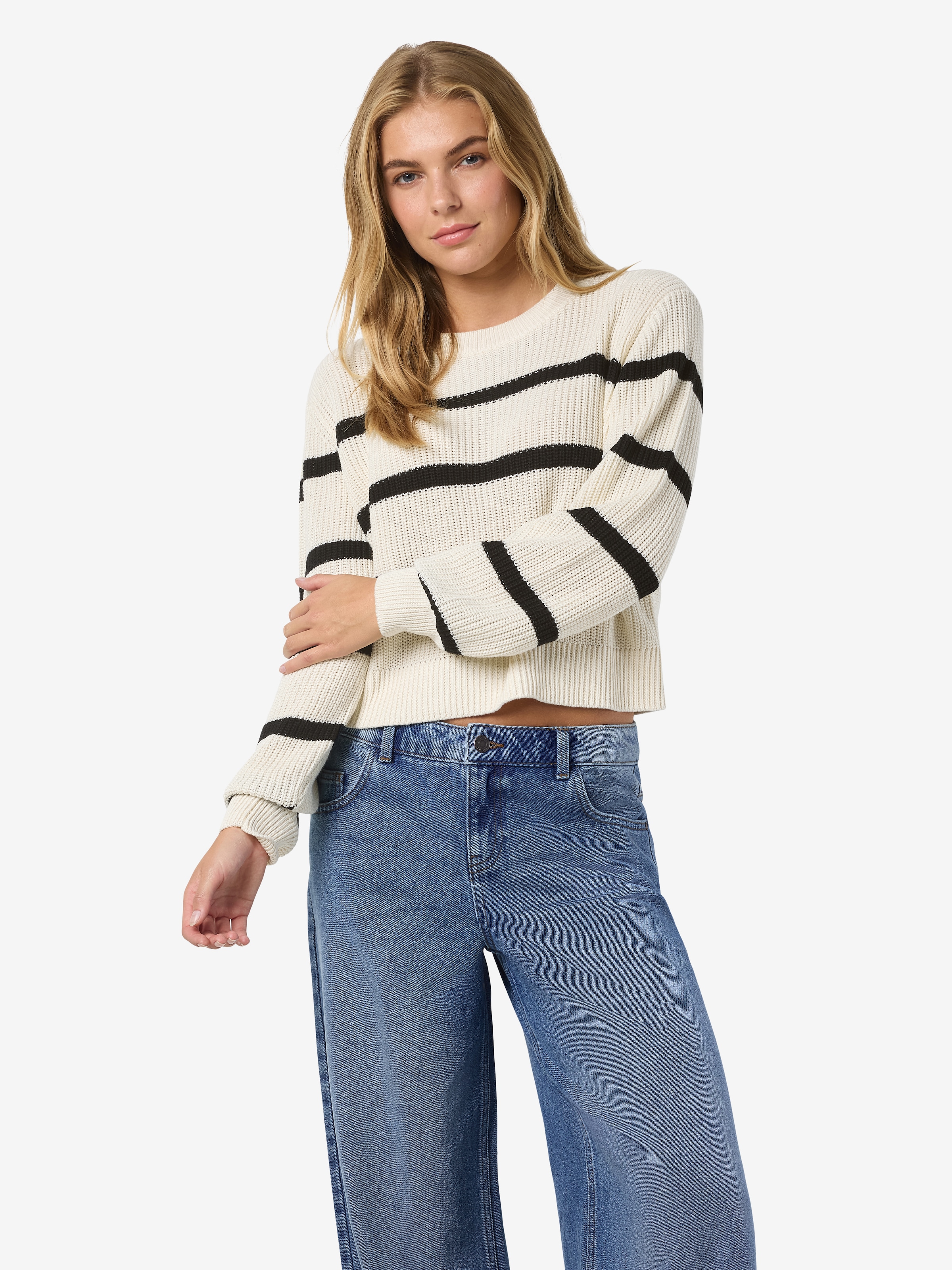 Noisy may Strickpullover »NMMAYSA L/S STRIPE O-NECK KNIT NOOS«