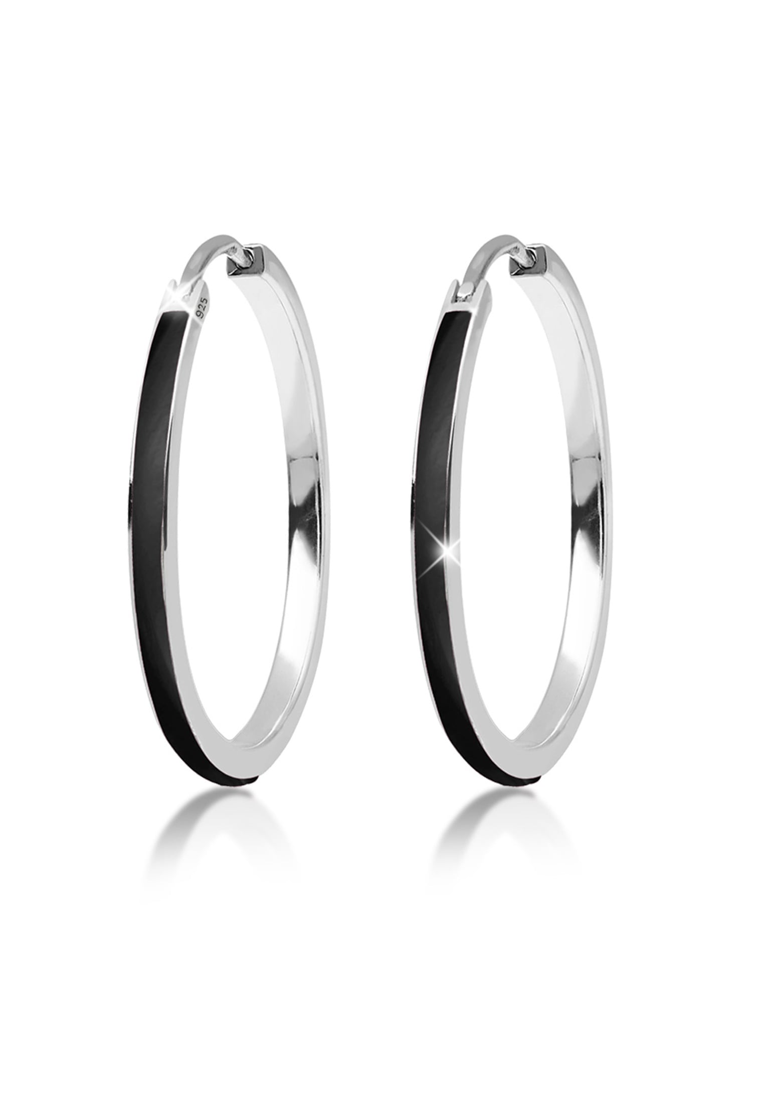 Elli Paar Creolen »Ohrringe Creolen mit funkelnden Emaille Lack 925 Sterling Silber«