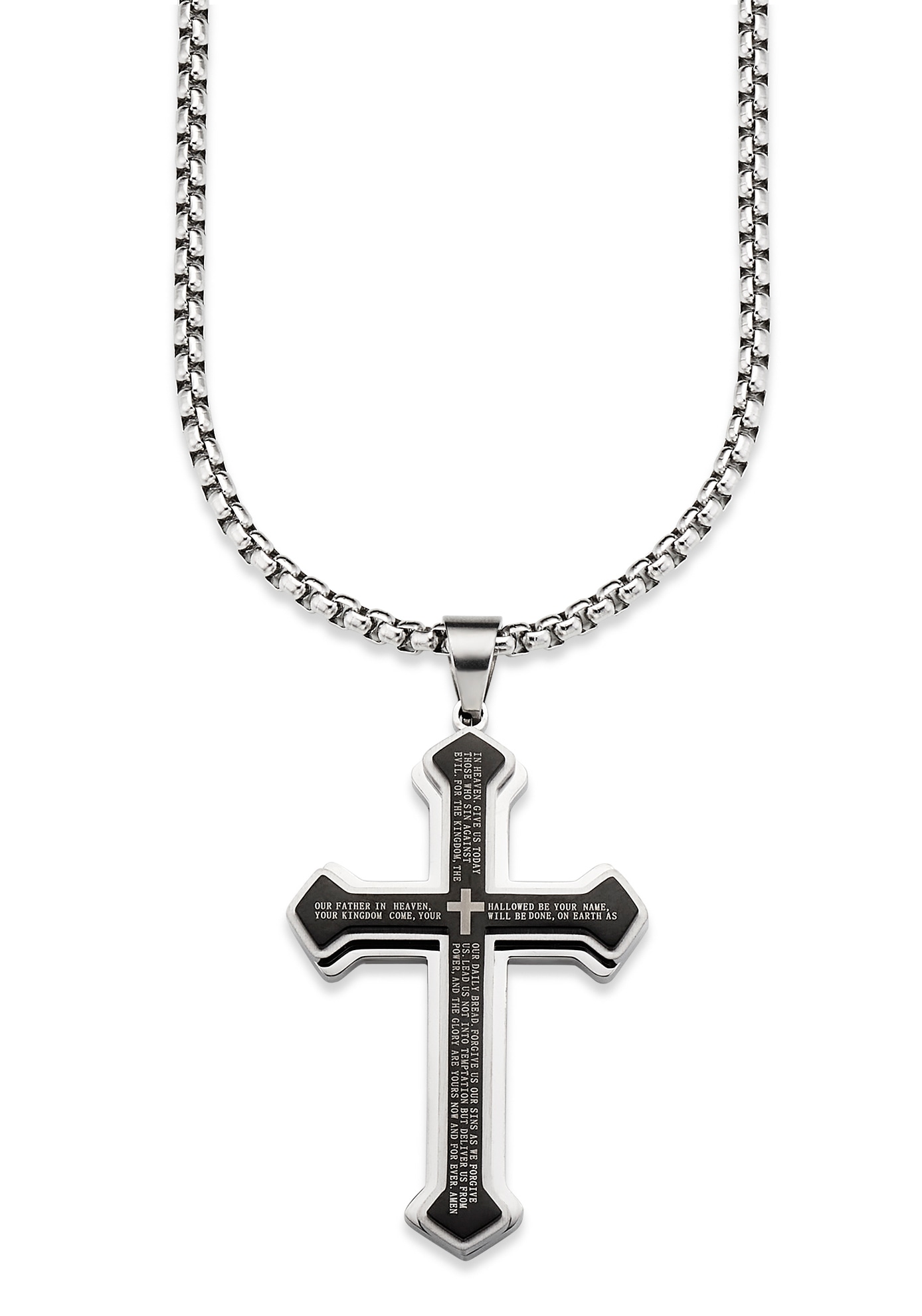 Kette mit Anhänger »Schmuck Geschenk, Halskette Kreuz Venezianerkette Silber Schwarz«