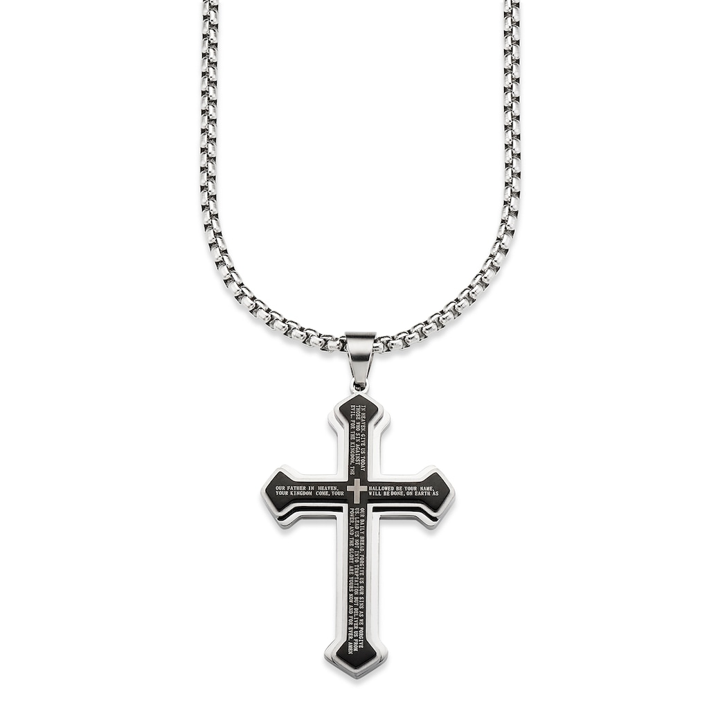 Bruno Banani Kette mit Anhänger »Schmuck Geschenk, Halskette Kreuz Venezianerkette Silber Schwarz«