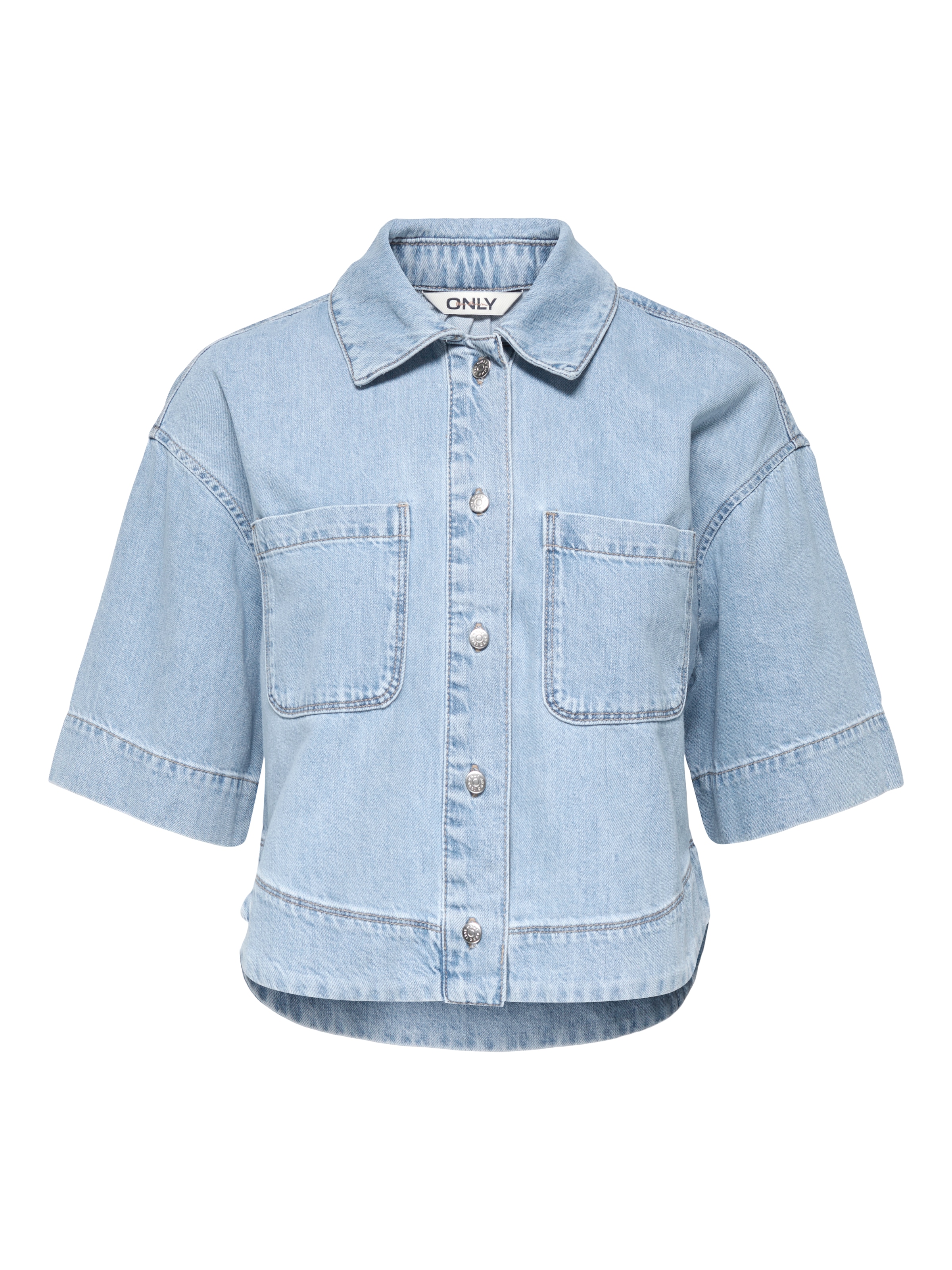 ONLY Jeansbluse »ONLCLEO LIFE SS CROP DNM SHIRT PIM NOOS« Baumwolle