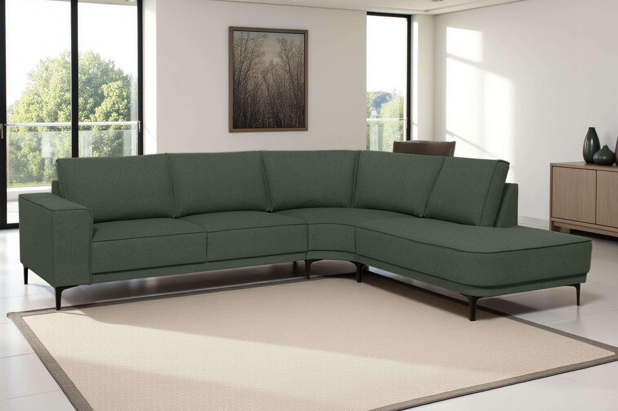 Places of Style Ecksofa »Casina«, mit abgerundeter Ottomane, in einem weichen Chenille-Stoff