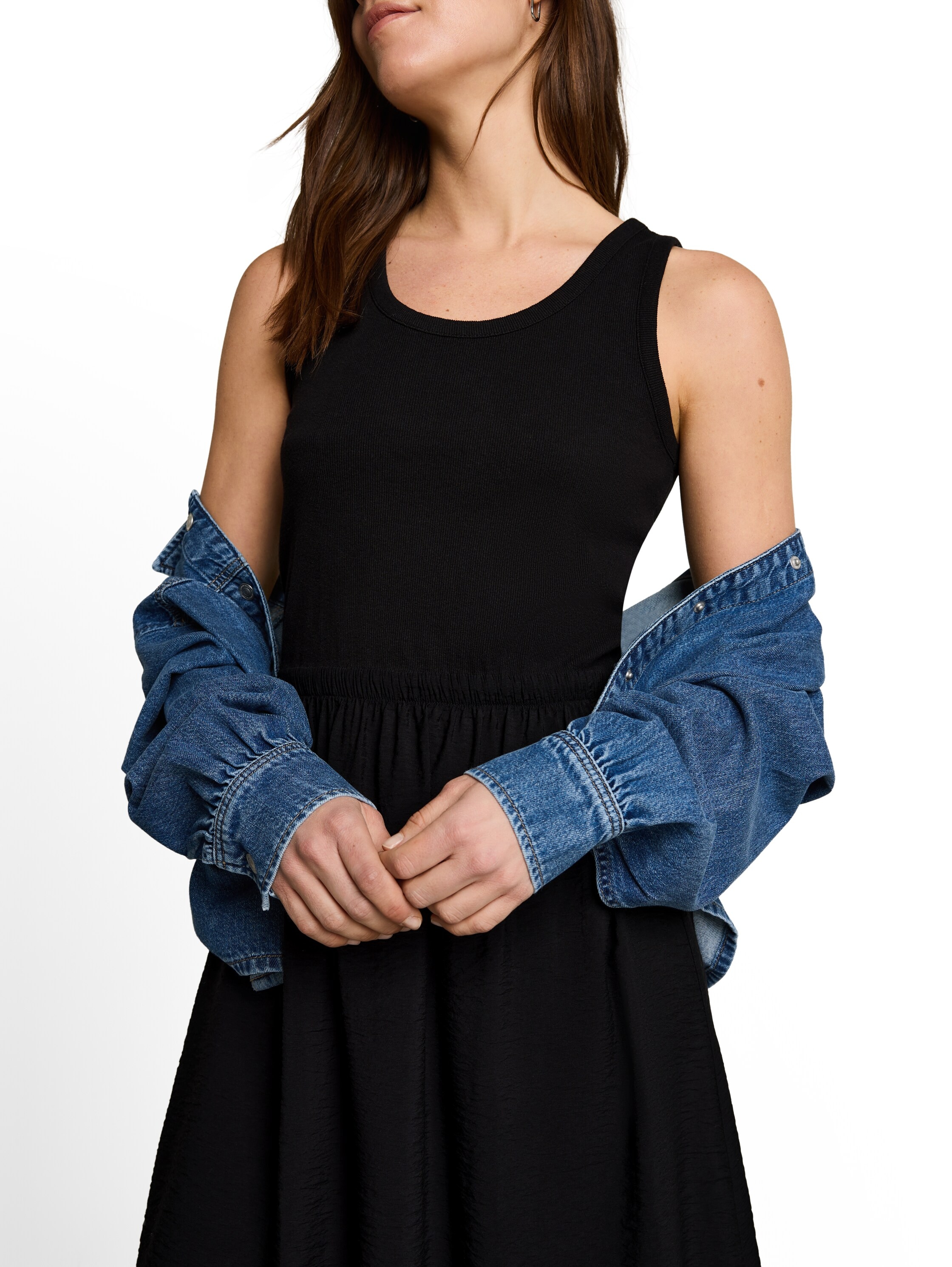 TOM TAILOR Sommerkleid Ohne Taschen Sommerkleid mit Tanktop-Trägern