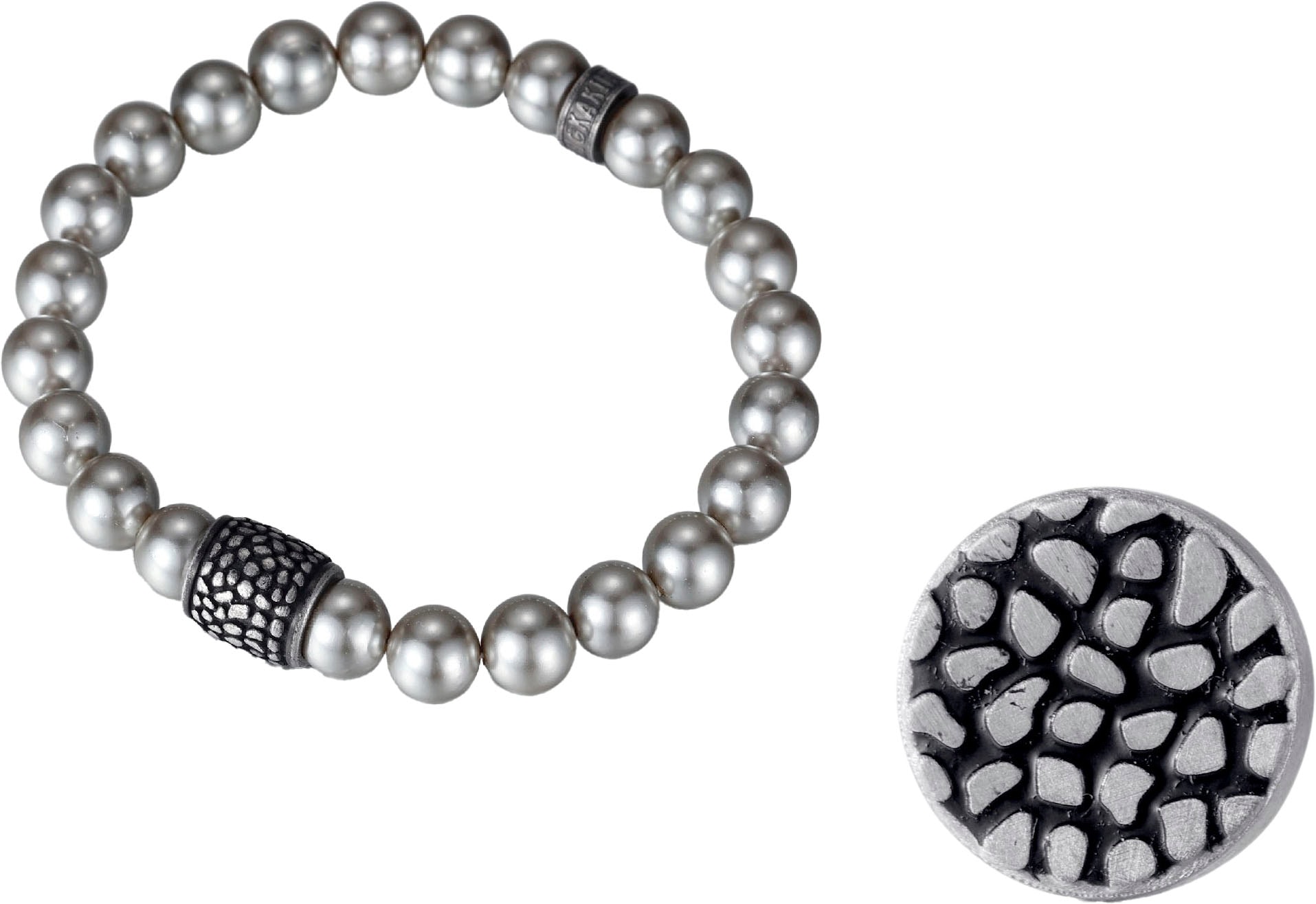 Kingka Schmuckset »Mulitpack Schmuck Geschenk Edelstahl Armband Ohrstecker« (Set, 2 Stk. tlg.) mit Muschelperlen in grau