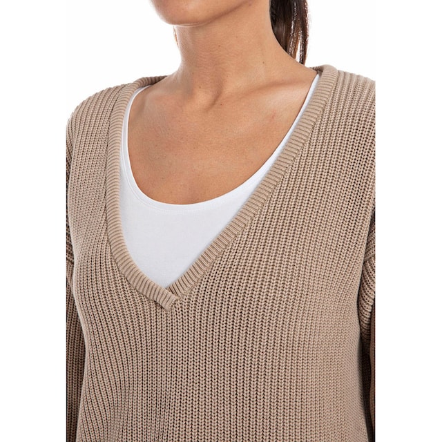 Replay Strickpullover, mit tiefem V-Ausschnitt, aus Baumwolle bestellen bei  OTTO