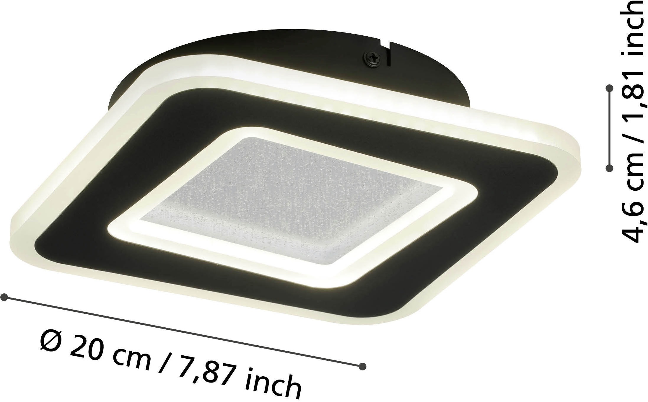 EGLO Wandleuchte »MACCHIONI Wandlampe - Stahl, Kunststoff - LED - 12W - IP20« LED-Modul 1 Stk. Neutralweiß Wandstrahler, Wandspot, Wohnzimmer, Flur, L20 x B20 x AL4,5 cm