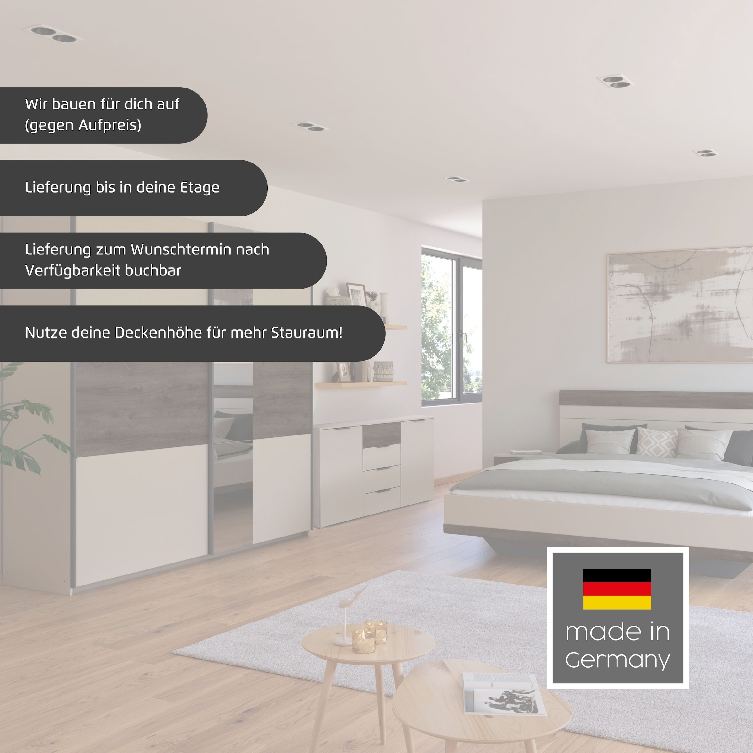 rauch Schwebetürenschrank »Kleiderschrank Schrank Garderobe Schlafzimmerschrank SAJO« in 2 Breiten (218, 261 cm) optional mit Spiegel MADE IN GERMANY