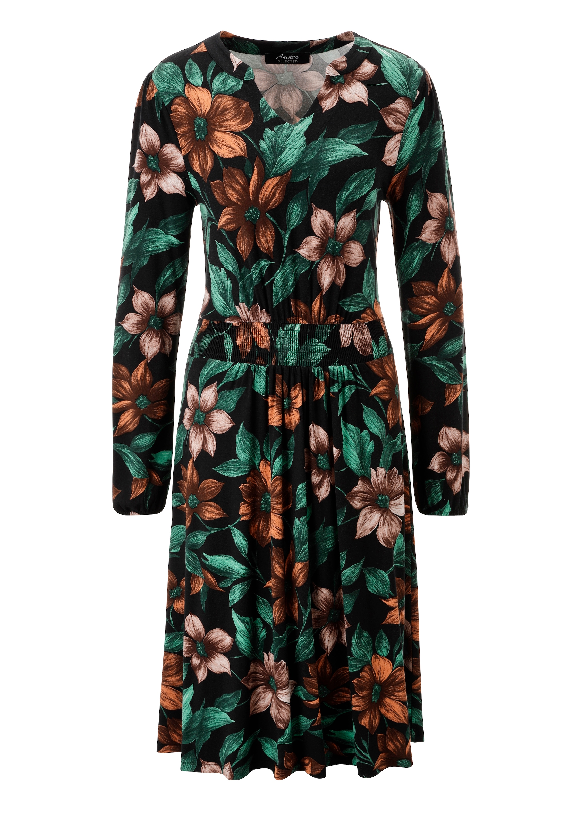 Aniston SELECTED Jerseykleid mit dekorativen V-Ausschnitt - NEUE KOLLEKTION