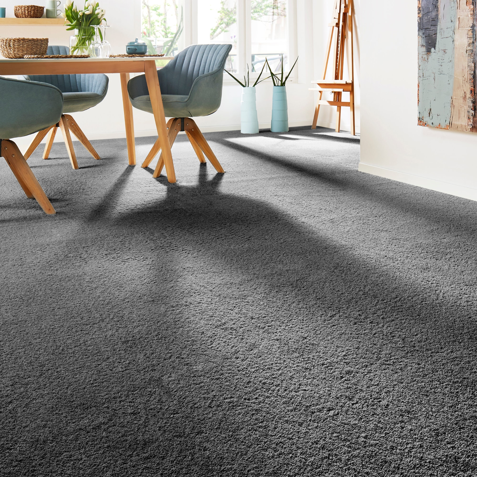 Andiamo Teppichboden »Verona, Velours, Made in Belgium«, rechteckig, 6 mm Höhe, Uni Farben, Breite 400 cm oder 500 cm, strapazierfähig, pflegeleicht