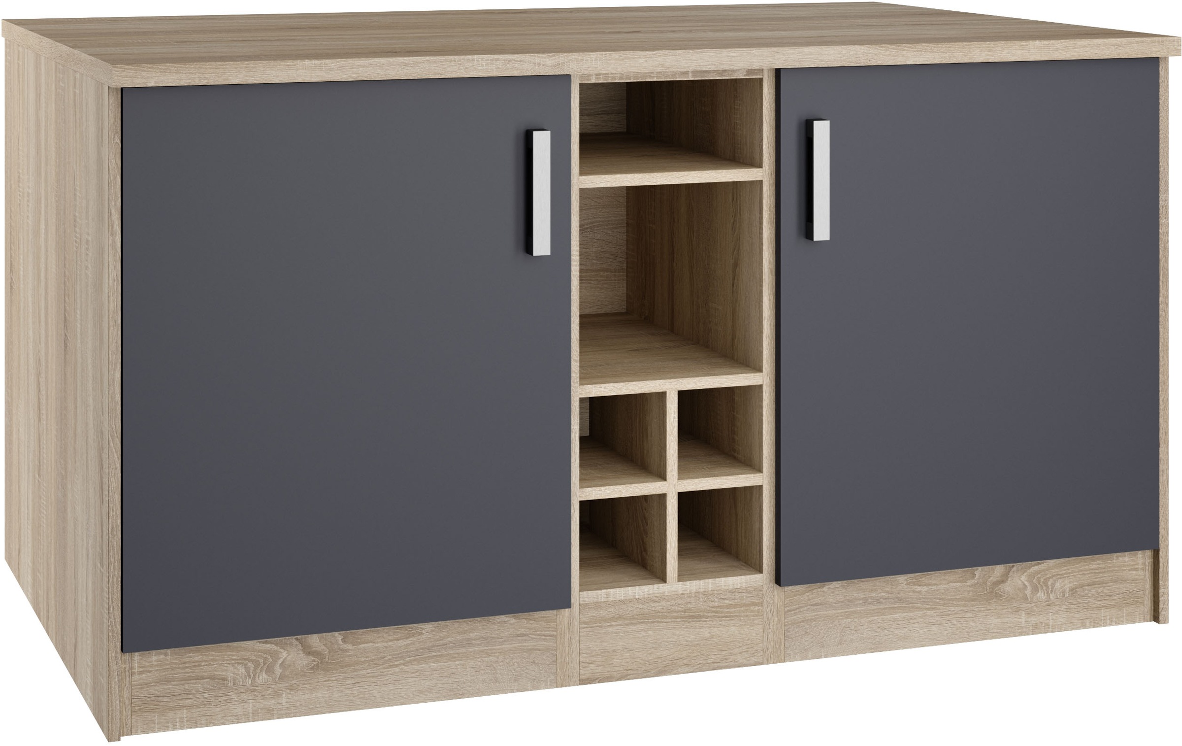 KOCHSTATION Kücheninsel »KS-Toronto«, Breite 153 cm, MDF-Fronten, Flaschenregal