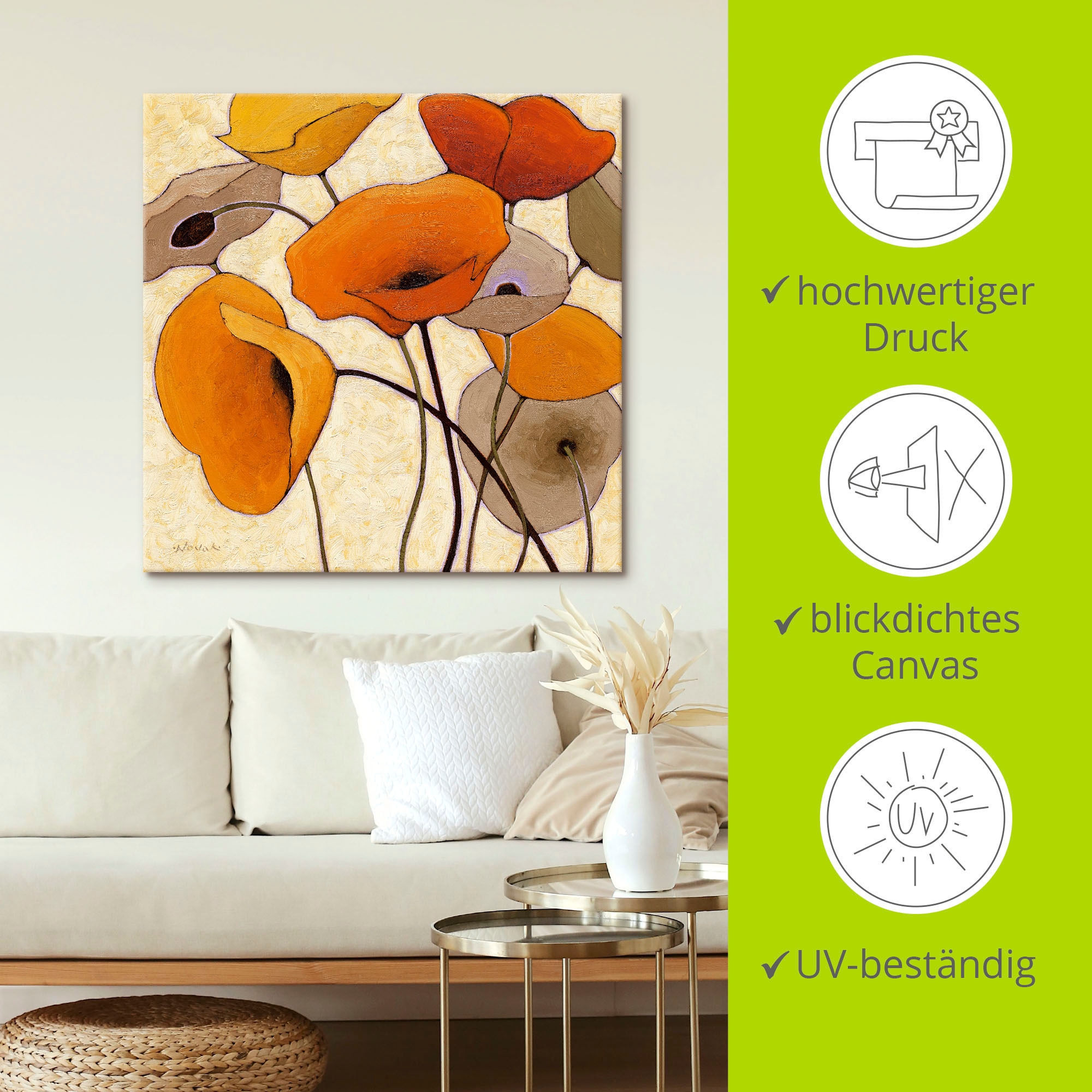 Artland Wandbild »Kürbismohn III« Blumen 1 Stk. tlg. als Leinwandbild, Wandaufkleber in verschied. Größen