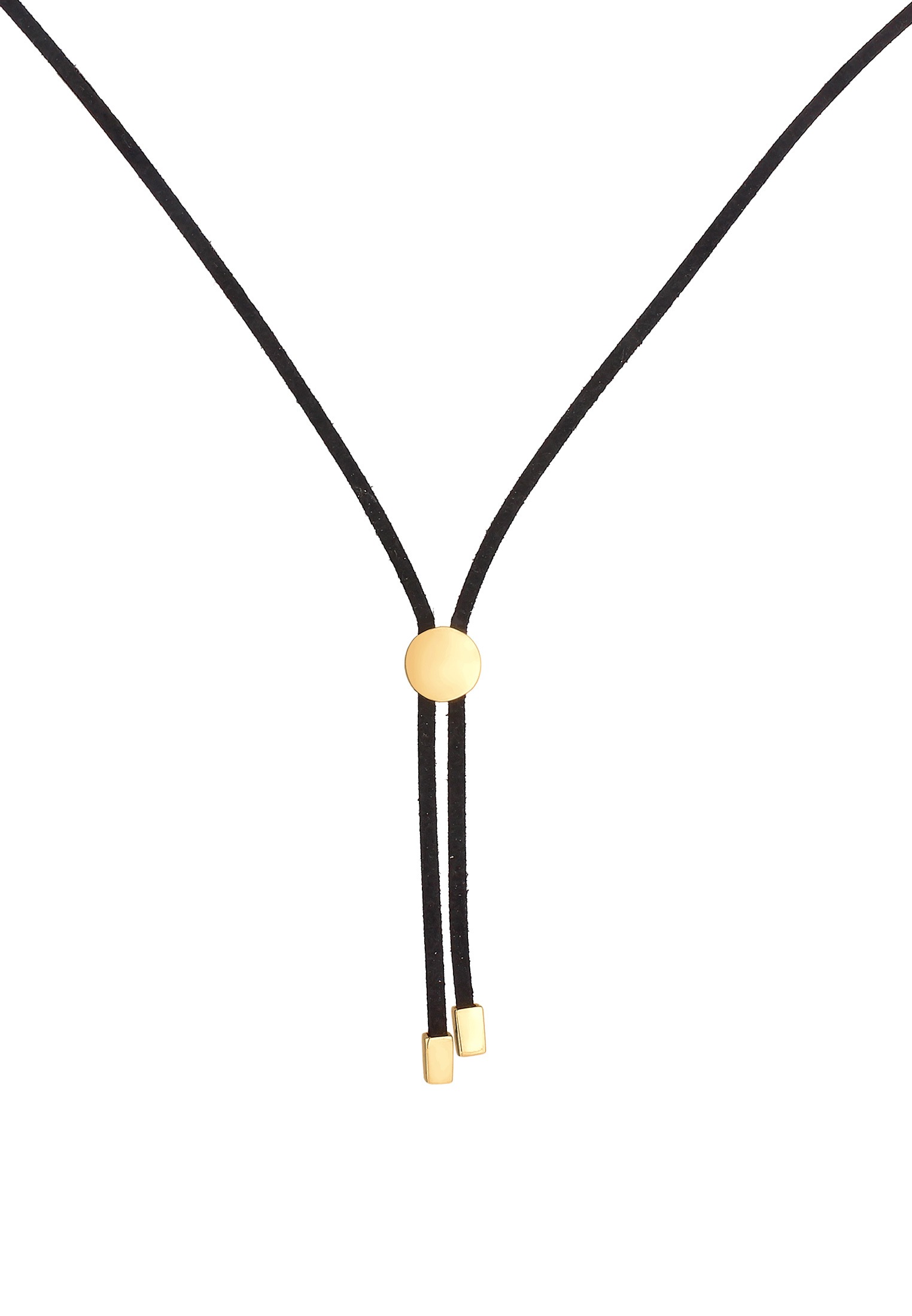 Elli Y-Kette »Halskette Leder Textil Schwarz Disc Element 925 Silber«
