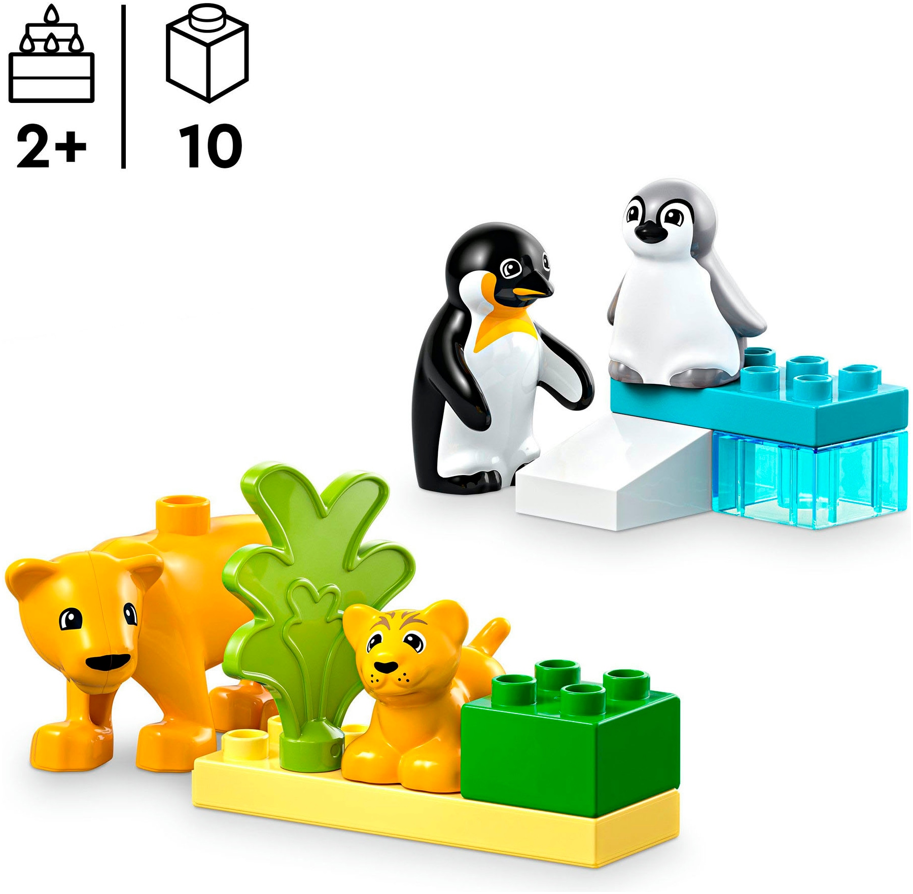 LEGO® Konstruktionsspielsteine »Wildtier-Familien: Pinguine und Löwen (10442), LEGO DUPLO Town«, (10 St.), Made in Europe