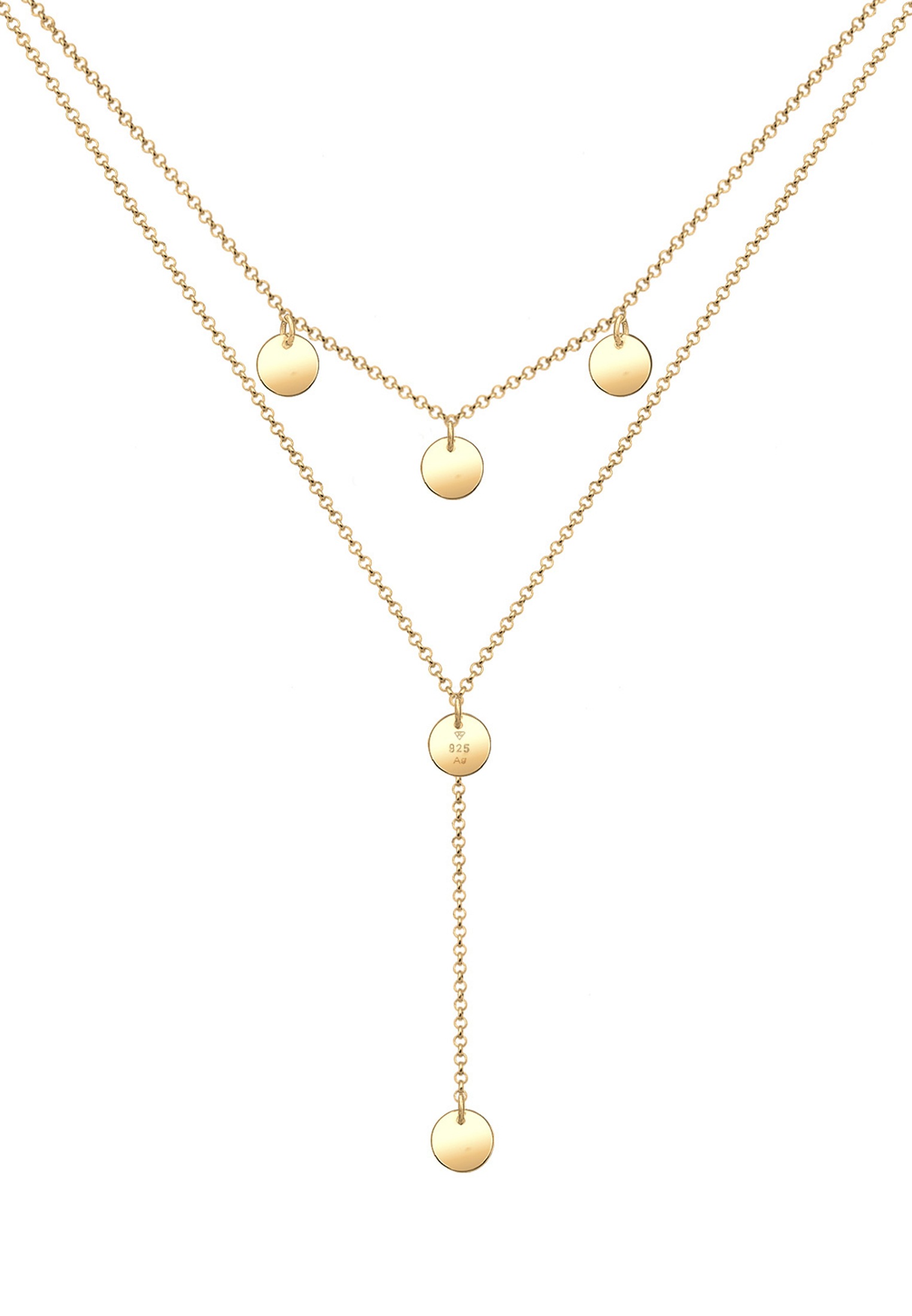 Elli Y-Kette »Halskette Y-Kette Geo Layer Kreis Plättchen 925 Silber«