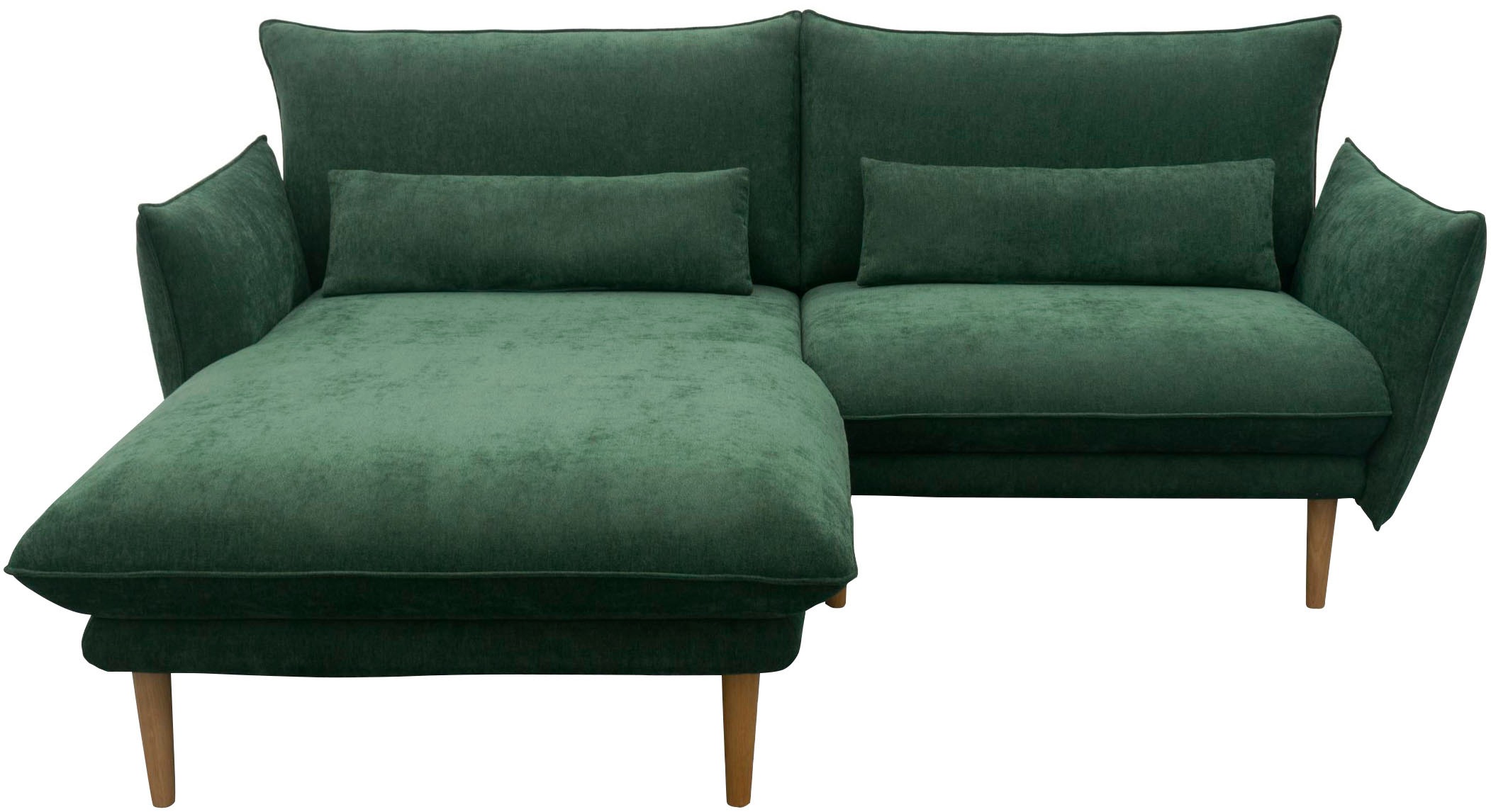 DOMO collection Ecksofa »100 032 kompakte Stellmaße, Breite 200cm, schmale Armlehnen, L-Form«, bodenfrei, 19cm hohe Holzfüße