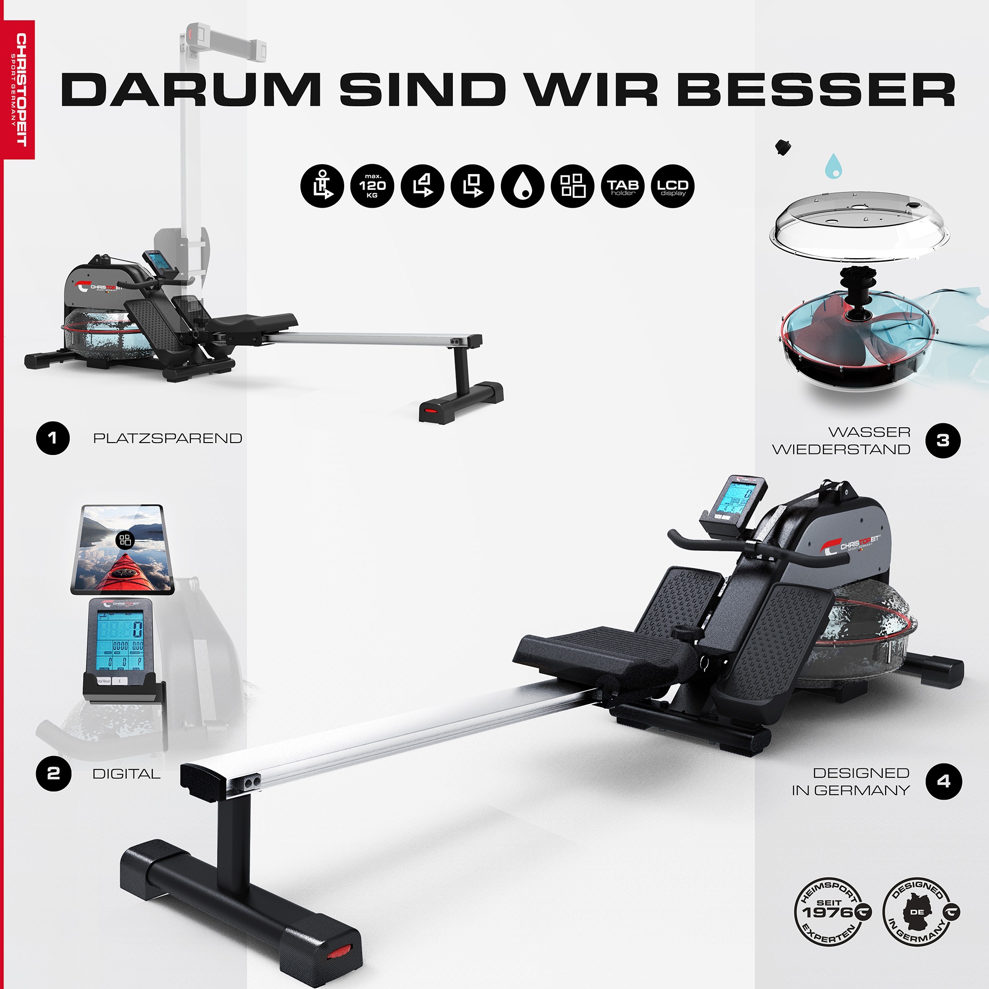 Christopeit Sport® Ruderzugmaschine »WP 1000«, Rudermaschine