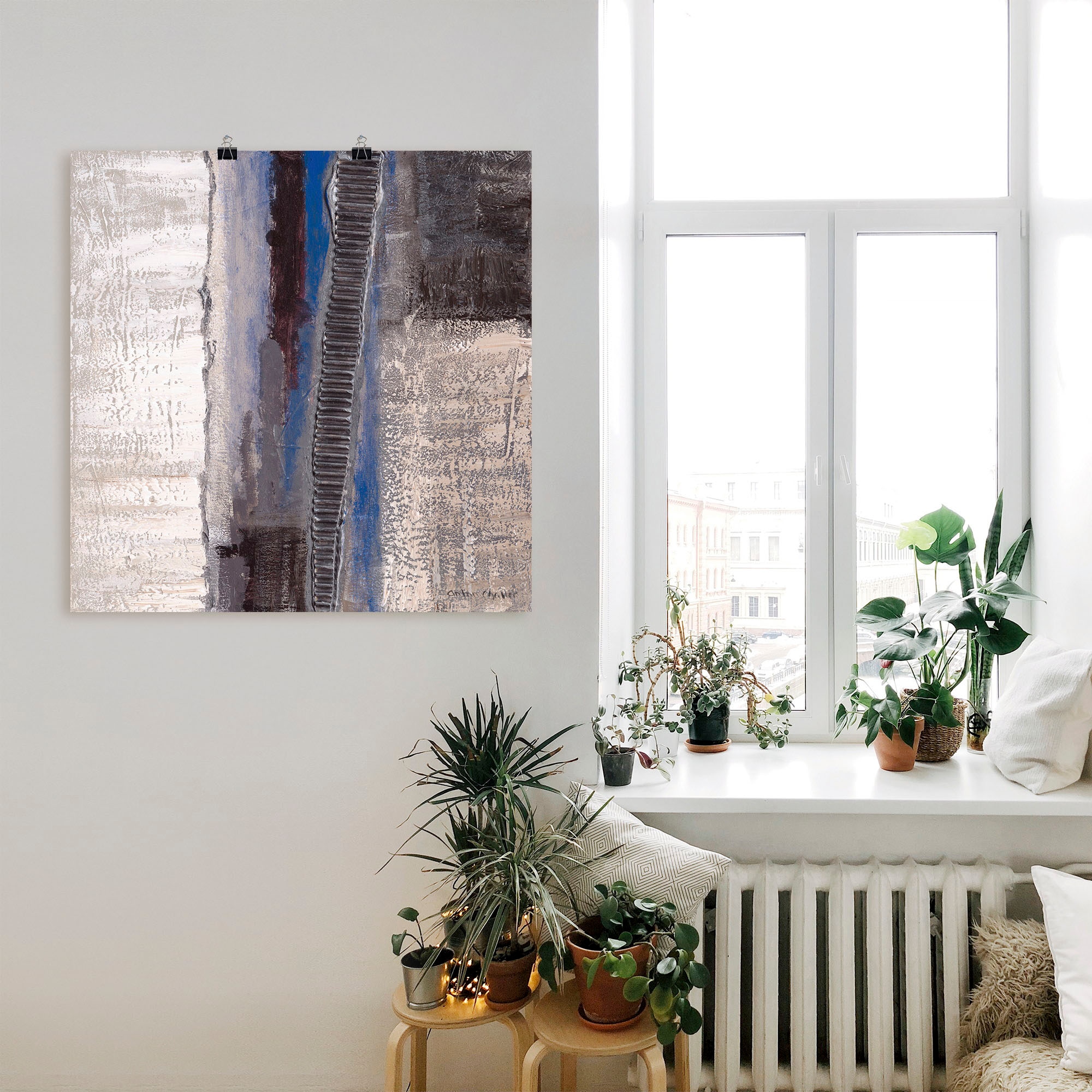 Artland Poster »Blau-silber Abstrakt I« Muster 1 Stk. tlg. ohne Rahmen