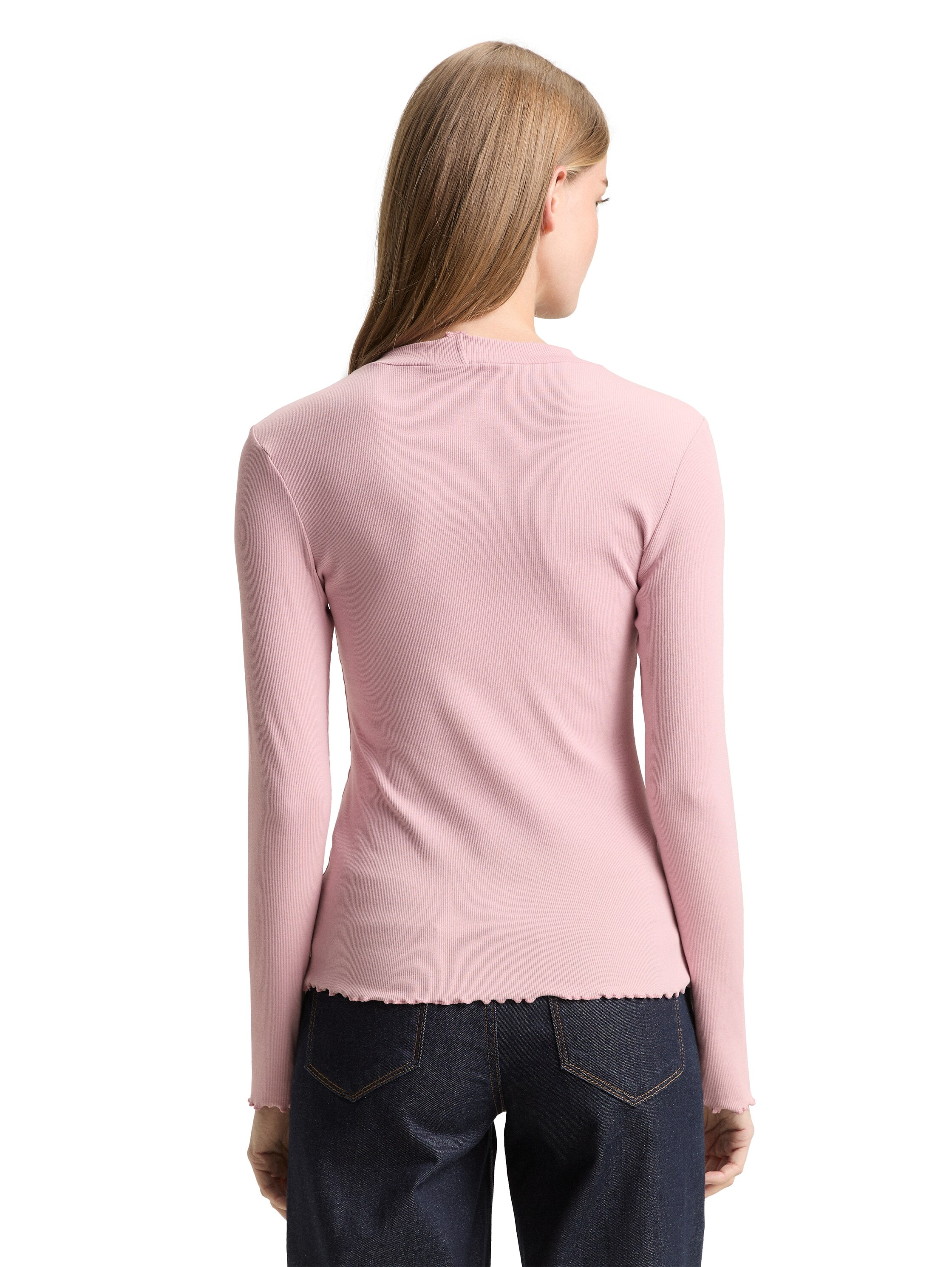 TOM TAILOR Denim Langarmshirt in Ripp-Optik