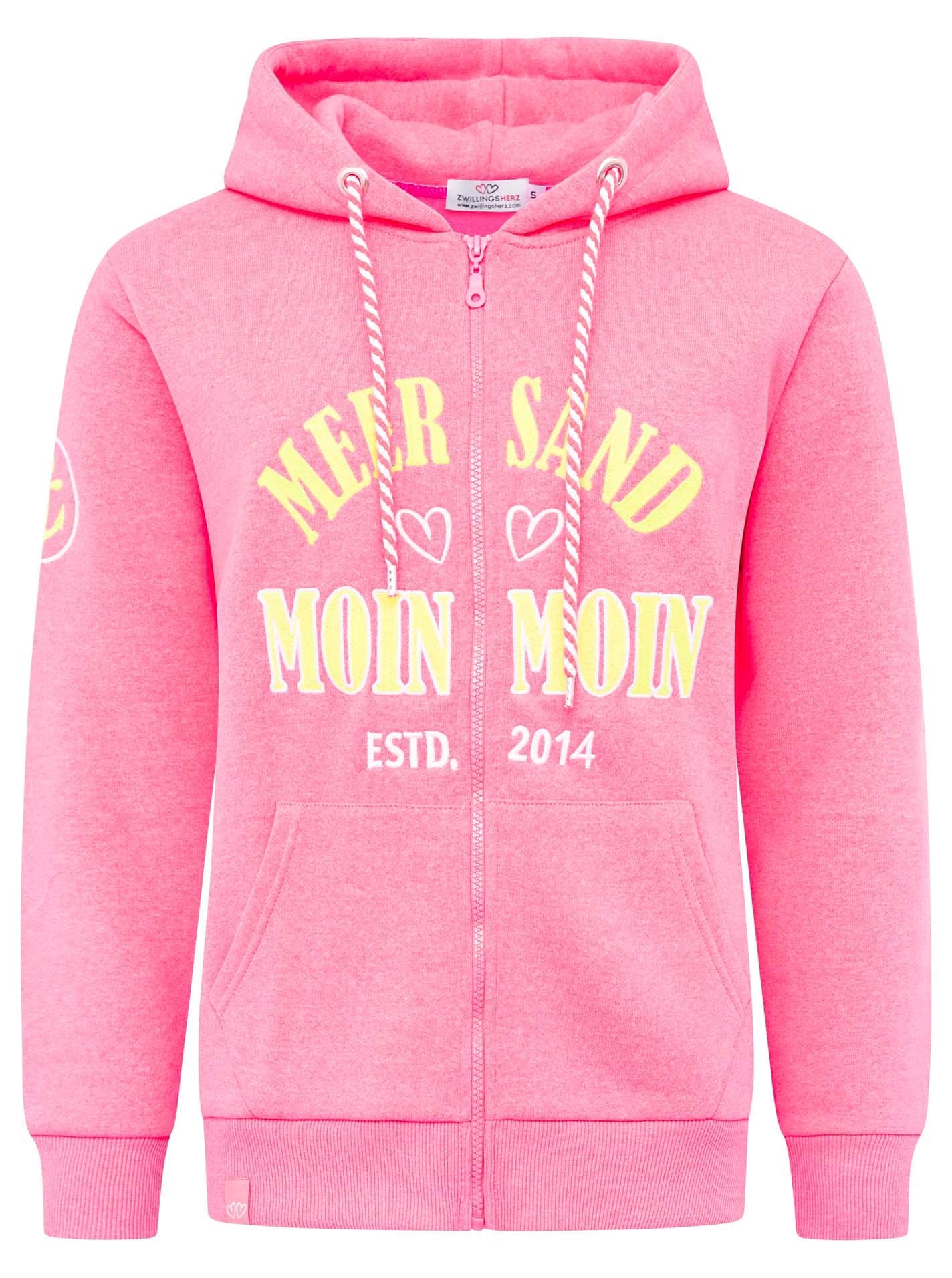 Zwillingsherz Sweatjacke »"Moin Moin"«, Kapuze, Langarm, Reißverschluss, modisch, maritim, Kordelzug