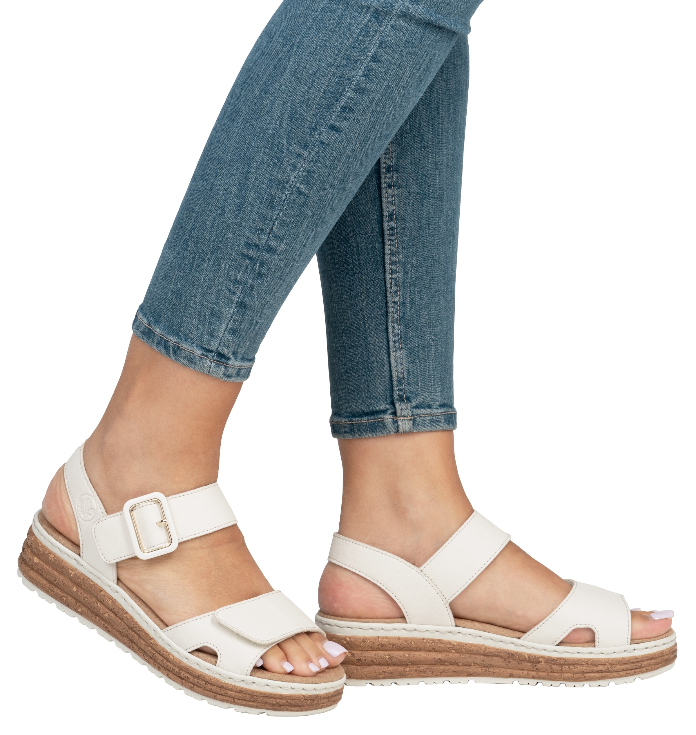 Rieker Plateausandale, Sandalette, Sommerschuh, Keilsandale mit praktischen Klettverschlüssen