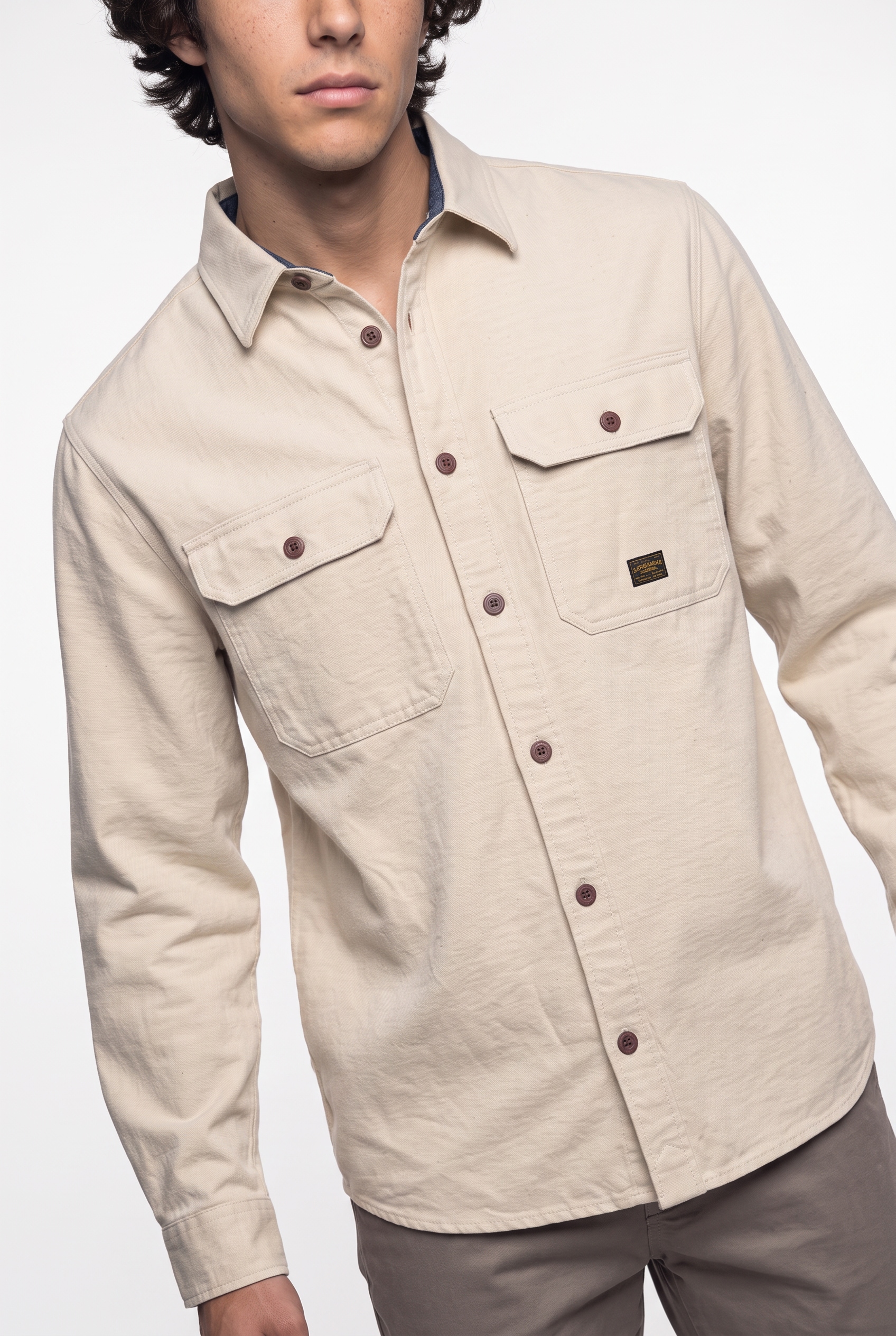 Jack & Jones Langarmhemd »JPRBLUIVY SOLID L/S OVERSHIRT SN« Overshirt Form, Baumwolle, normal geschnitten