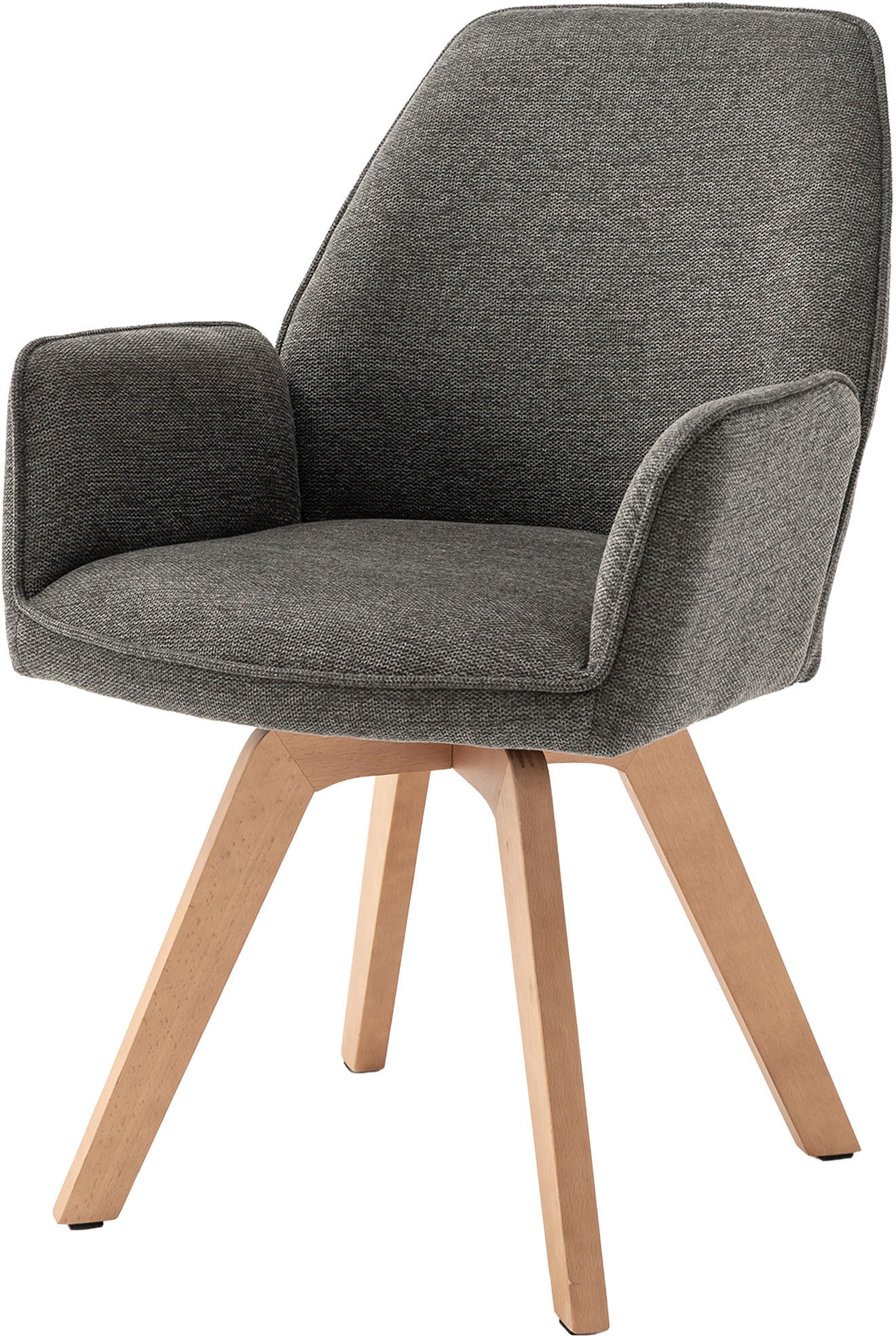 byLIVING Esszimmerstuhl »Tony« (Set) 2 Stk. Webstoff mit Massivholzgestell eichefarbig, 360 Grad drehbar, hoher Sitzkomfort