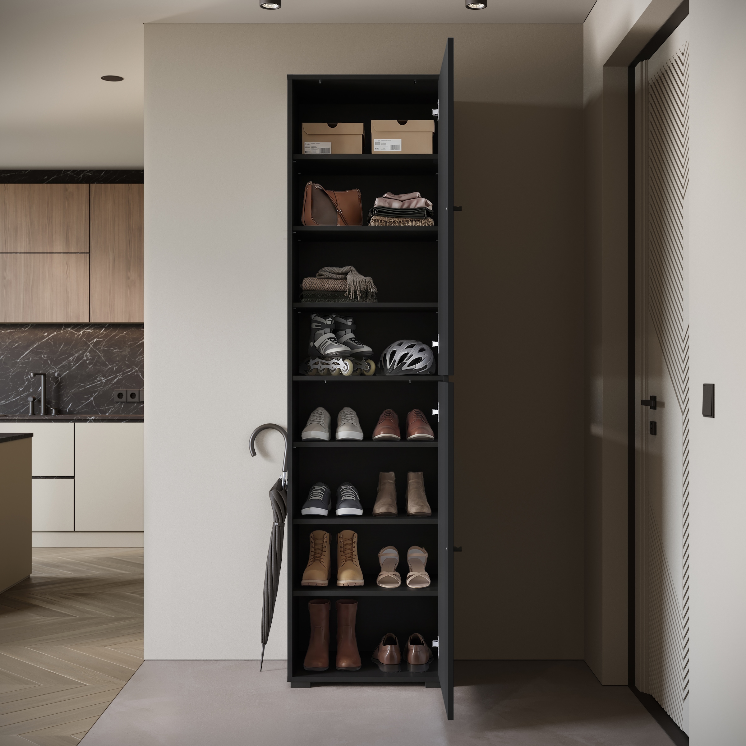 Home affaire Schuhschrank »Schuhkommode Dino« Flurschrank mit verstellbaren Einlegeböden, BxHxT: 50 × 190 × 33 cm