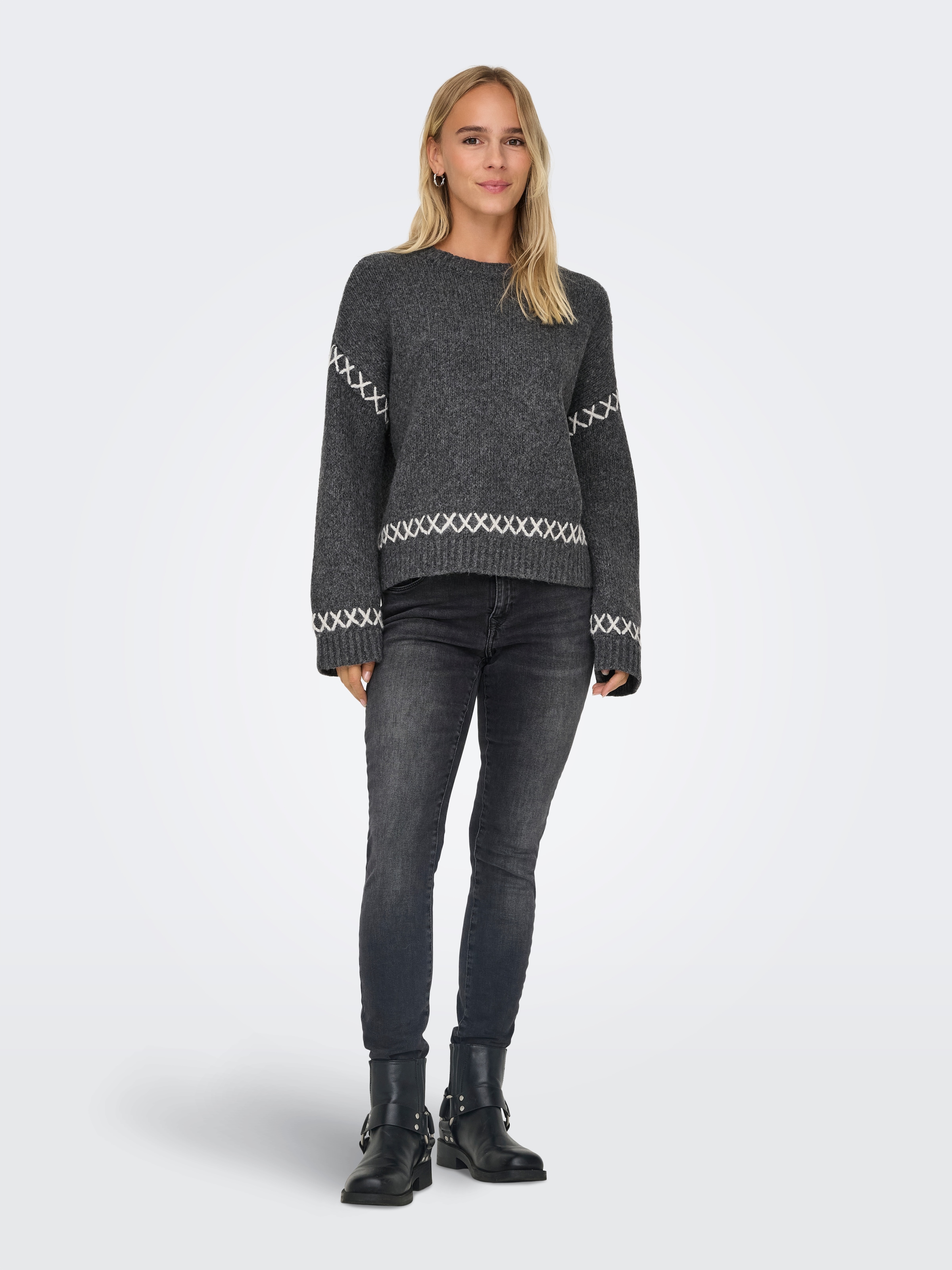 ONLY Rundhalspullover »ONLAMANDA LIFE LS O-NECK DETAIL CC KNT«