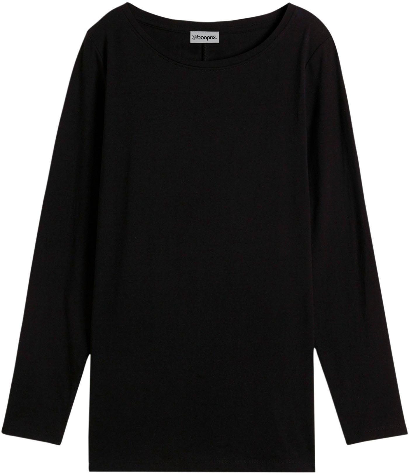 bonprix Langarmshirt Oversize Passform, Rundhalsausschnitt, aus Baumwolle