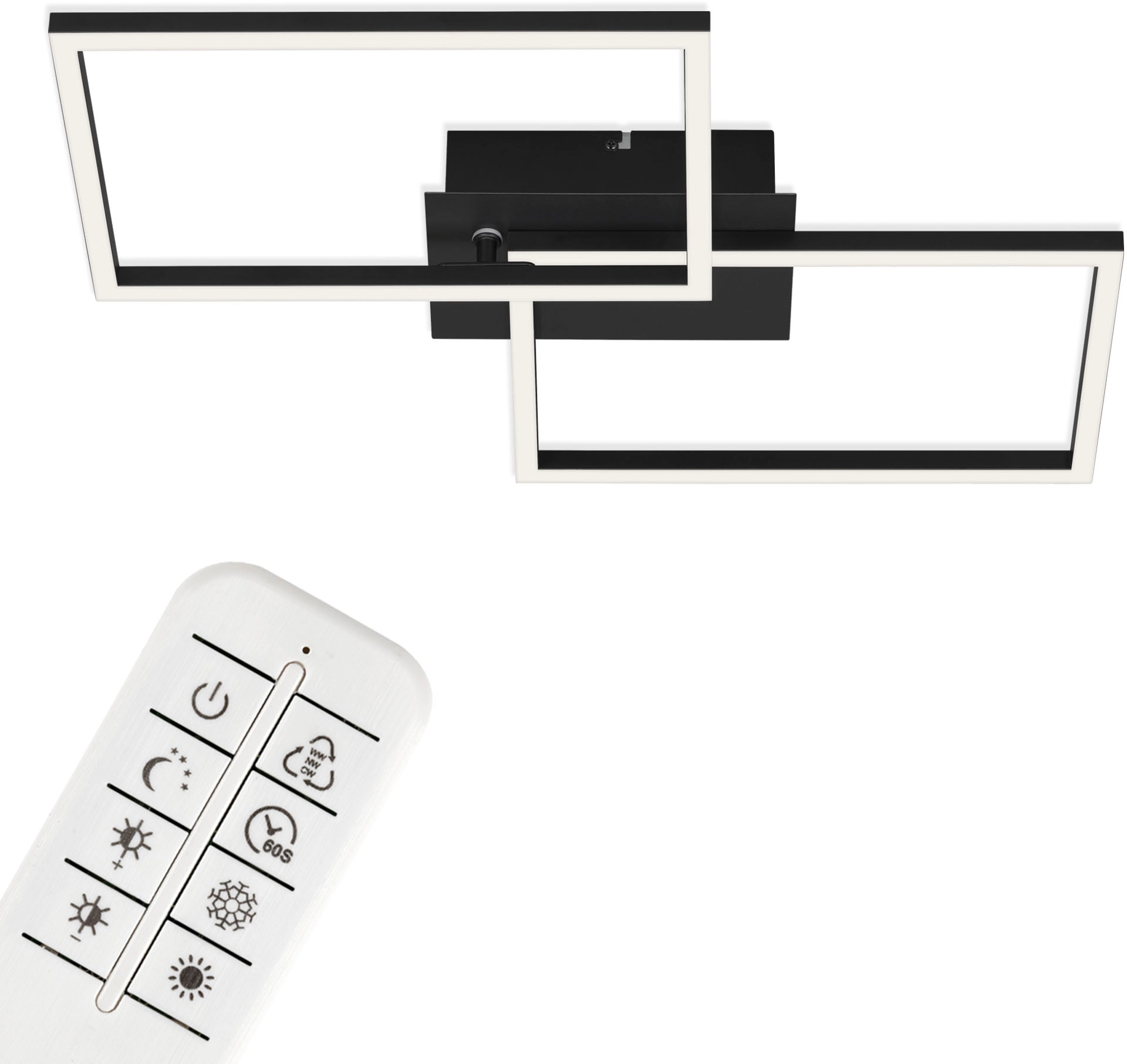 Briloner Leuchten LED Deckenleuchte »3149015 FRAME« LED-Board Kaltweiß | Neutralweiß | Tageslichtweiß | Warmweiß Deckenlampe, 50x38,8x7,8cm, Schwarz, 30W, Wohnzimmer, Schlafzimmer