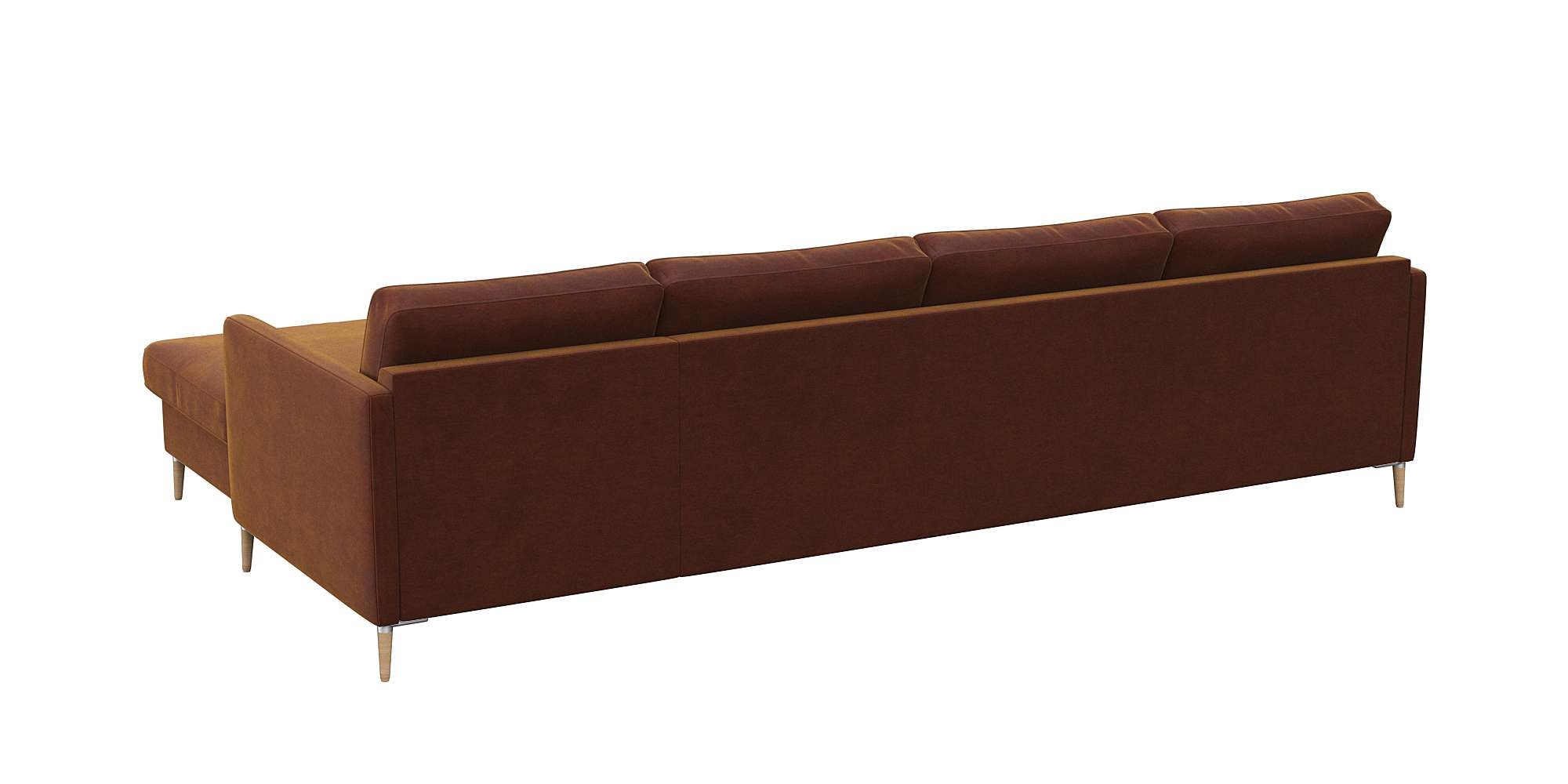 FLEXLUX Ecksofa »Fiore, L-Form, bequem und komfortabel durch hochwertigem Sitzaufbau« schmale Armlehnen, Kaltschaum, Füße Alu+ Eiche