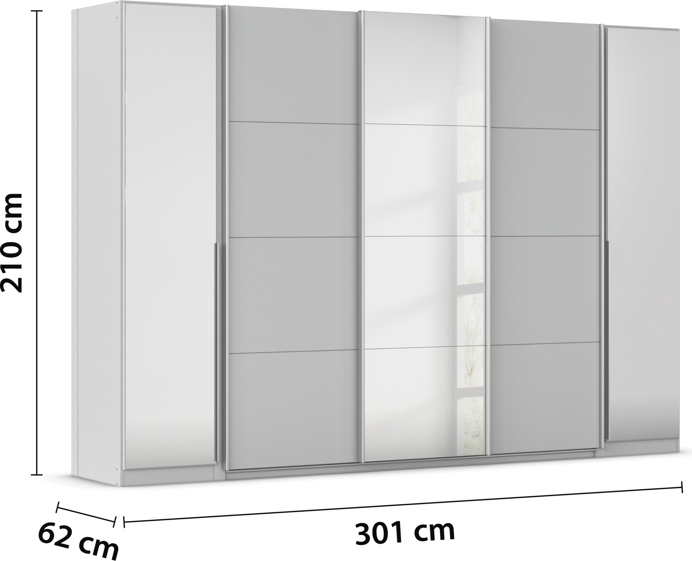 OTTO home Schwebetürenschrank »Dreh-/Schwebetürenschrank Kleiderschrank Familie, OTTOs Choice, Agordo« in verschiedenen Farben erhältlich, Breite ca. 301cm, 