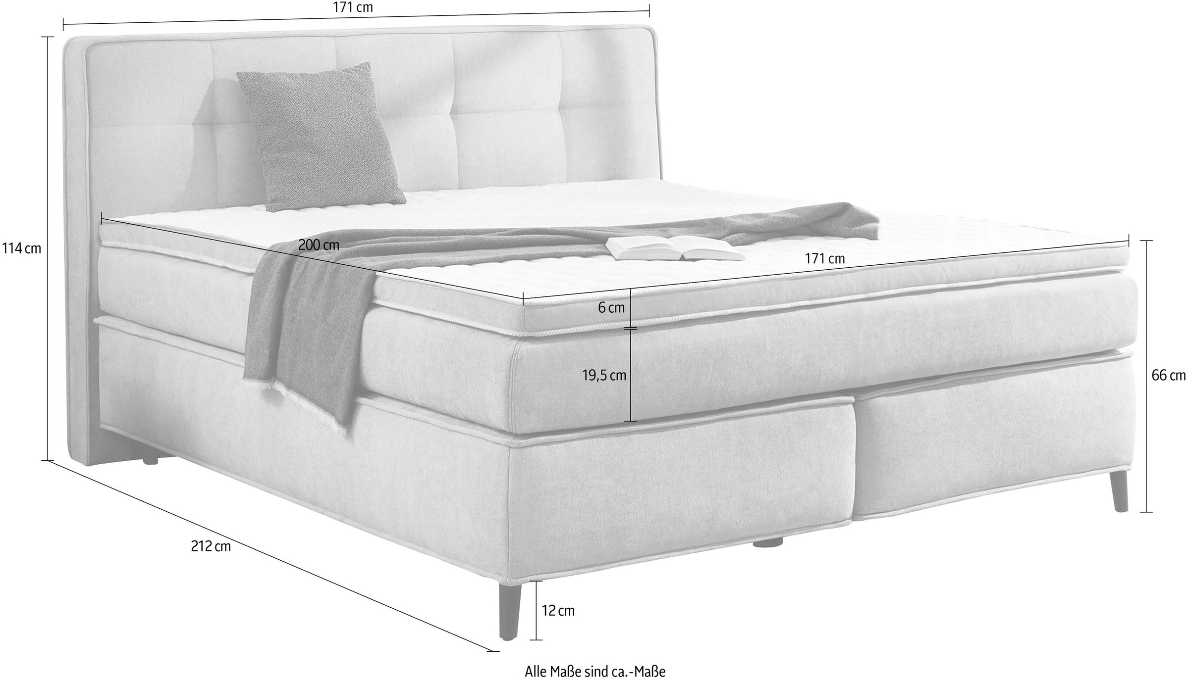Jockenhöfer Gruppe Boxspringbett »CAPELLO, inkl. Taschenfederkernmatratze H3-H4 und 6cm Kaltschaumtopper« Bezug in verschiedenen Strukturstoffen, 160x200 oder 180x200 cm