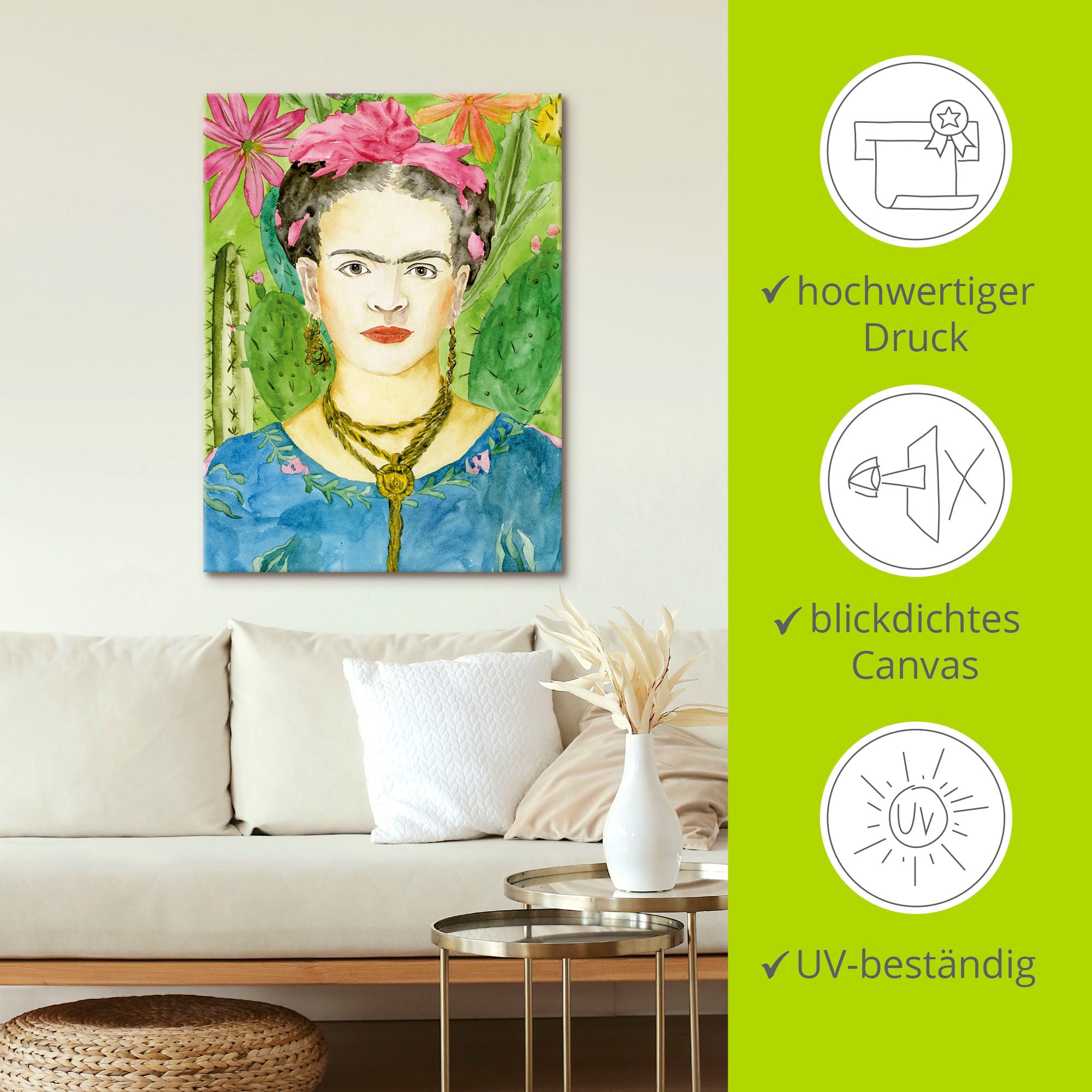 Artland Leinwandbild »Frida Kahlo II« Bilder von Frauen 1 Stk. tlg. auf Holzrahmen gespannt