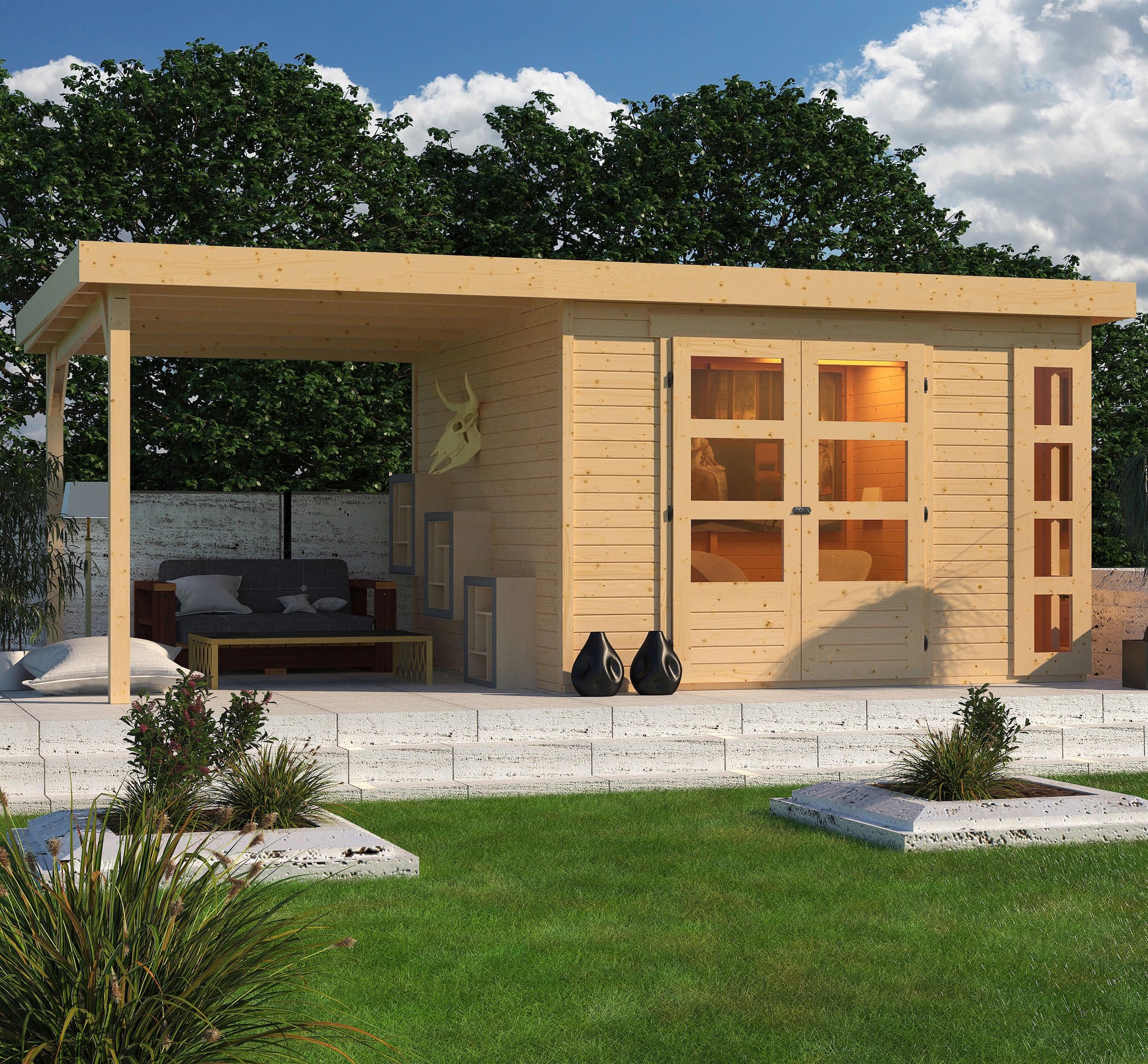 KONIFERA Gartenhaus »Nordsee 6«, (Set), mit Schleppdach 2,40 m Breite kaufen