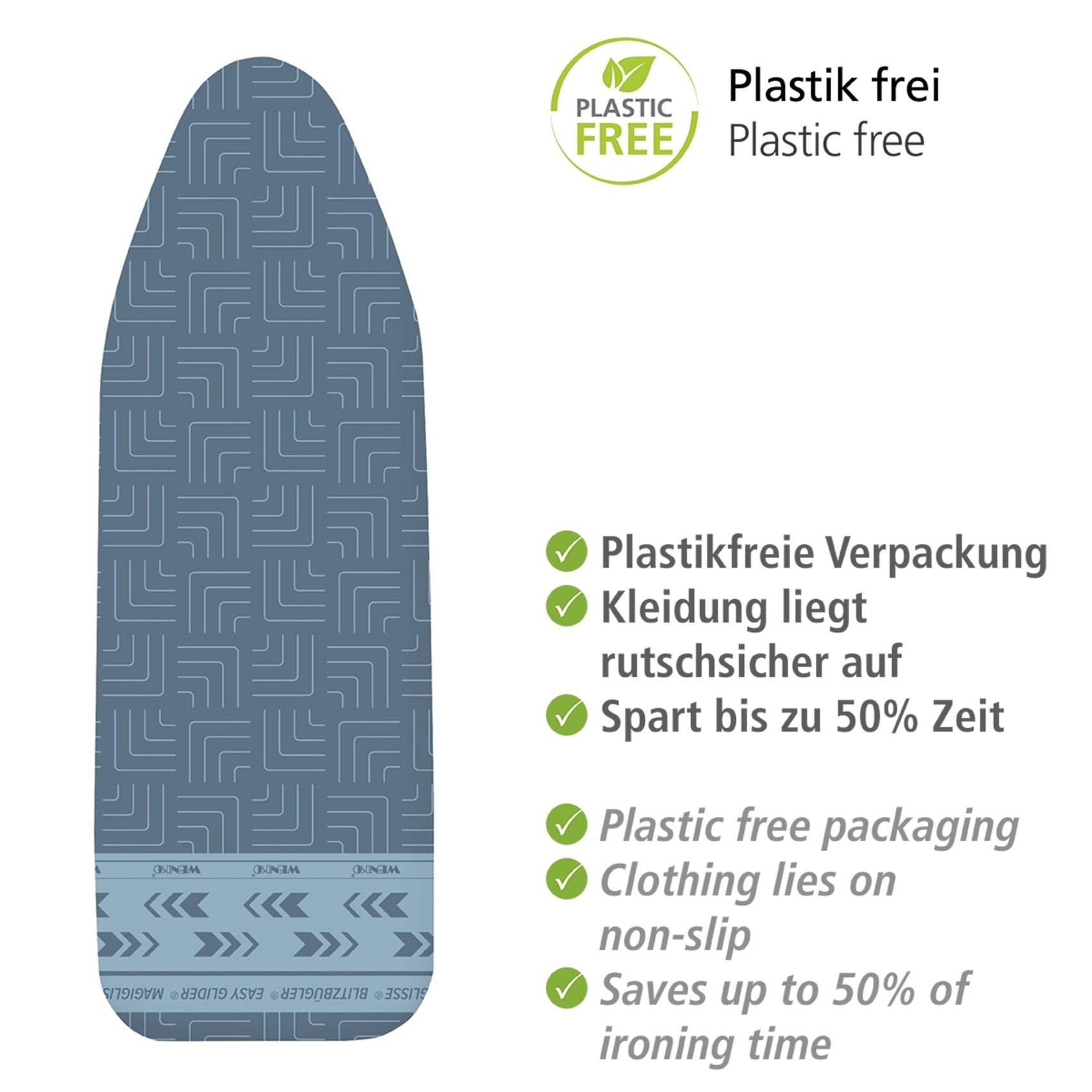WENKO Bügelbrettbezug »Modell Air Comfort XL/Universal«, mit Blitzbüglerzone, Baumwolle, 5 Lagen, Bügelfläche 140x48 cm