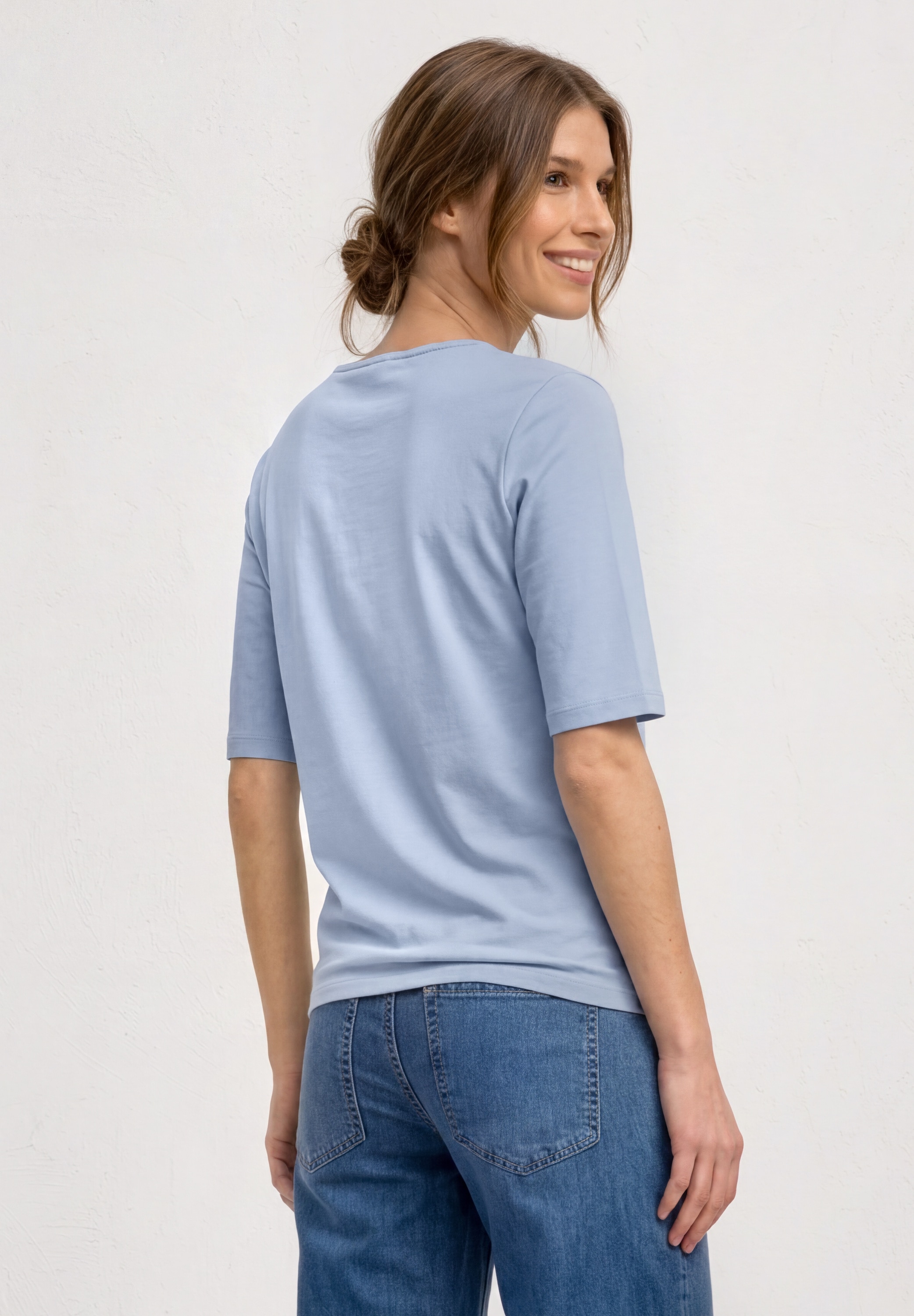 STREET ONE Kurzarmshirt Sommershirt mit Rundhals - Unifarbe