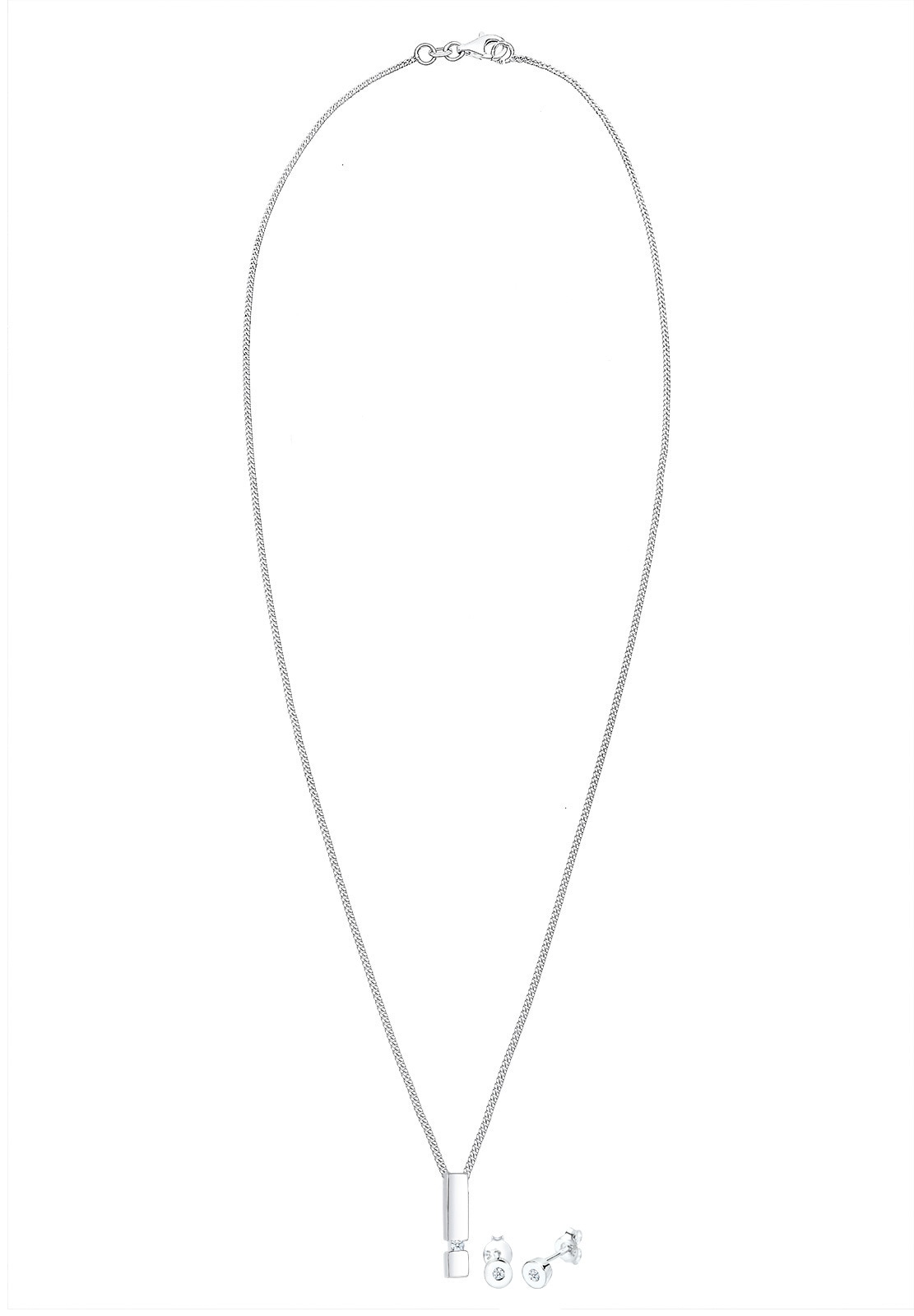 Elli DIAMONDS Ohrring und Ketten Set »Schmuckset Diamant Weiß Brillantschliff (0.09 ct) 925 Sterling Silber«